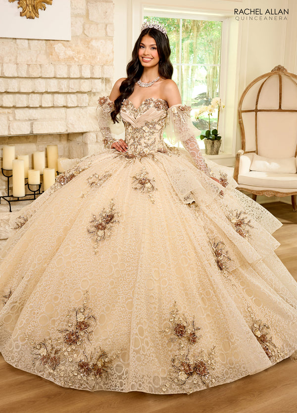 Rachel Allan RQ2191 Quinceanera Detachable Sleeve Long Ball Gown