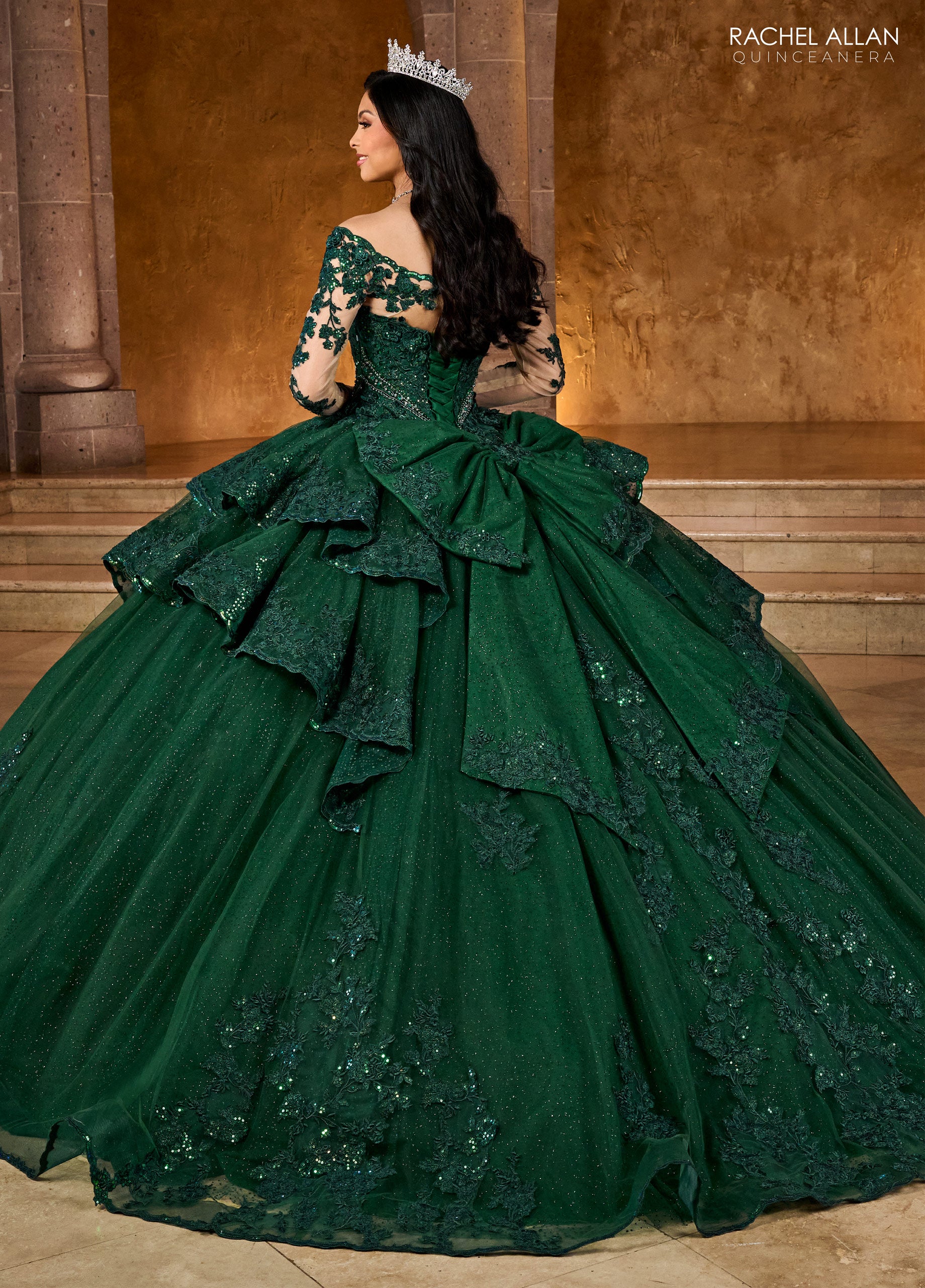 Rachel Allan RQ2192 Ruffle Quinceanera Long Sleeve Ball Gown