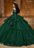 Quinceanera Dresses Ruffle Quinceanera Long Sleeve Ball Gown Emerald