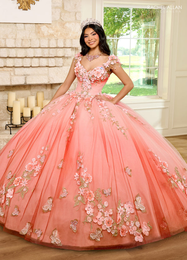 Rachel Allan RQ3125 Ombre Quinceanera Floral Applique Ball Gown
