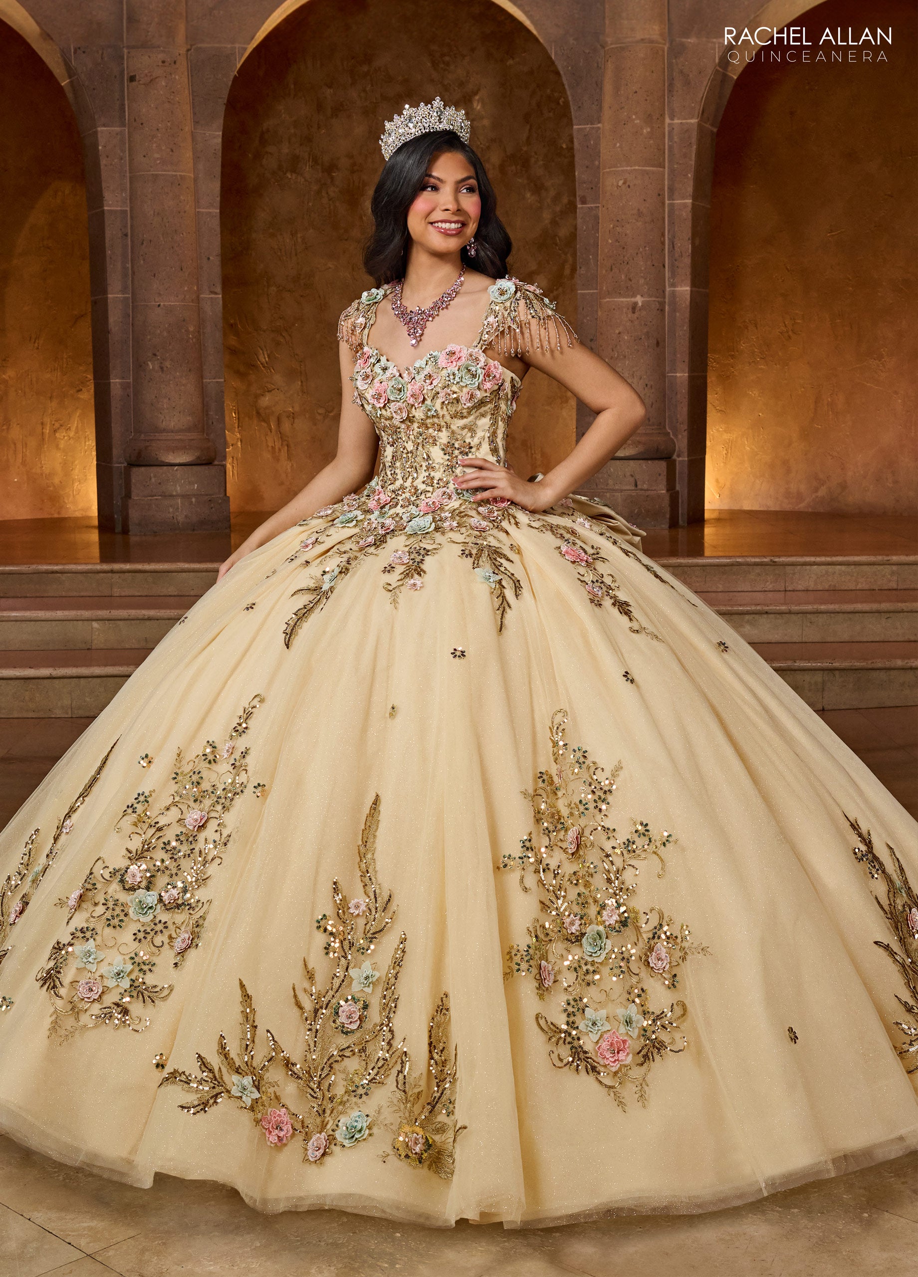 Rachel Allan RQ3126 Long Quinceanera 3D Flowers Ball Gown The Dress Outlet Rachel Allan RQ3126 Long Quinceanera 3D Flowers Ball Gown The Dress Outlet
