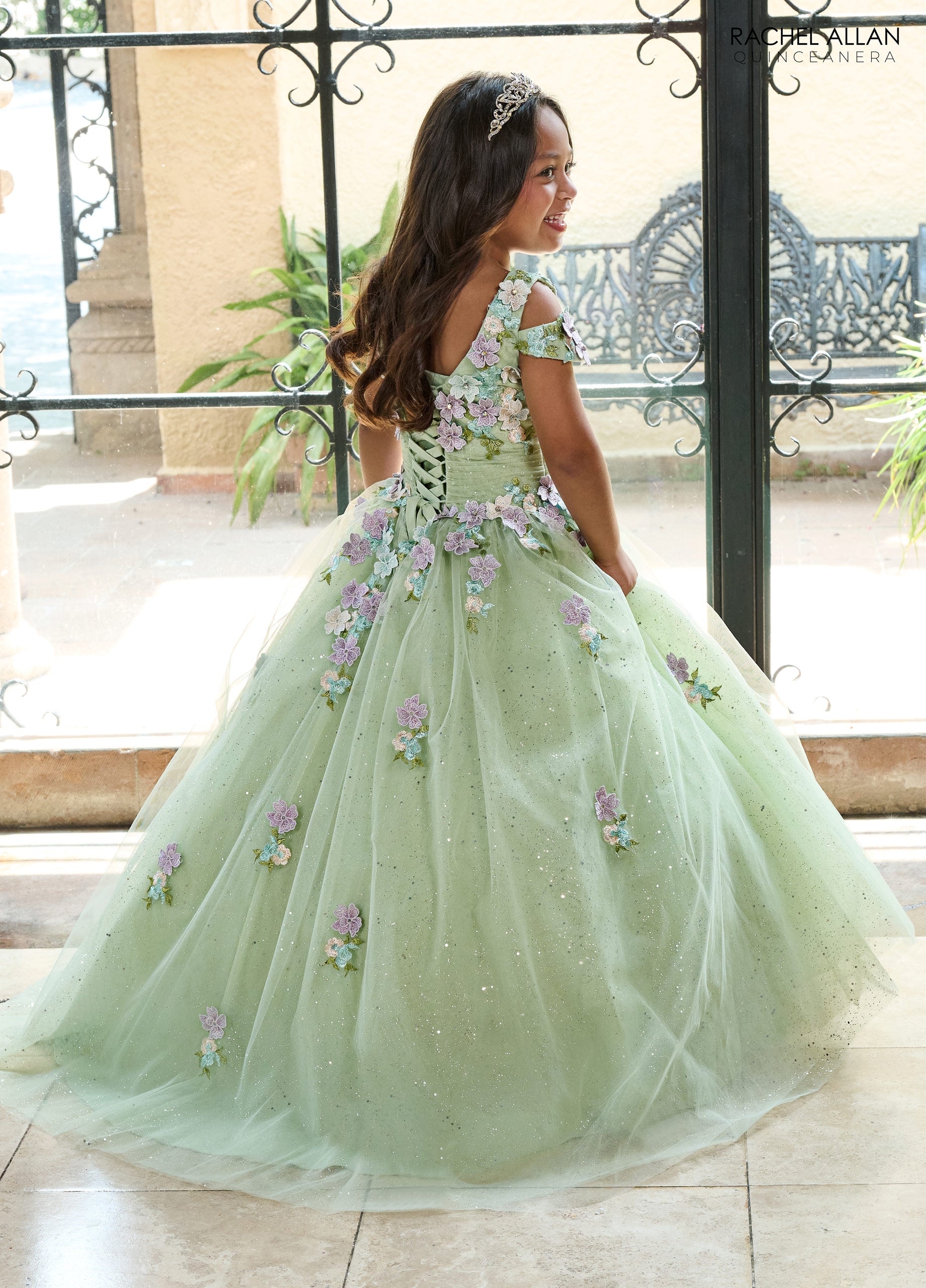 Rachel Allan RQ4041 Long Glitter Flower Girl Dress