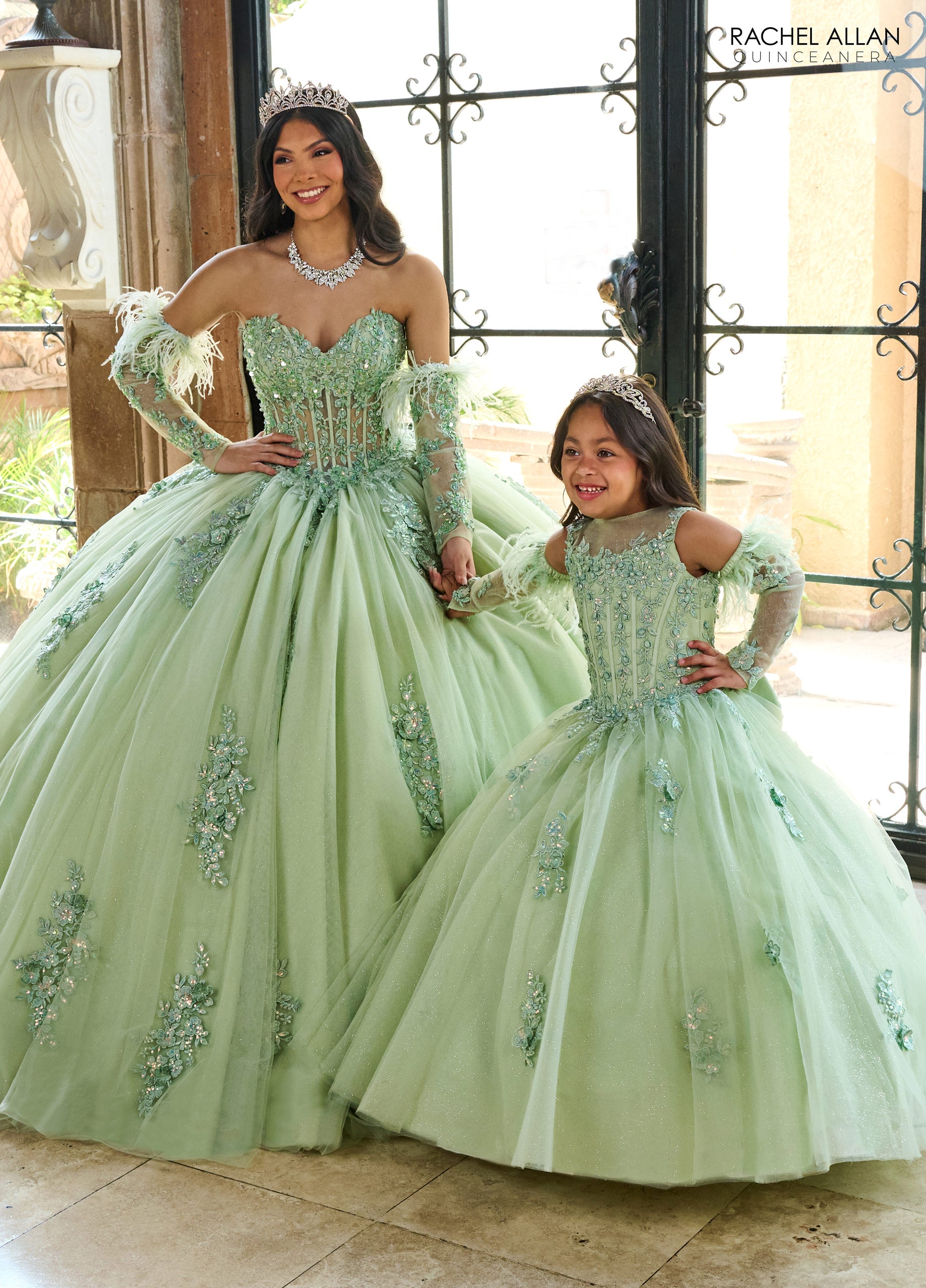 Rachel Allan RQ4042 Detachable Sleeve Flower Girl Dress
