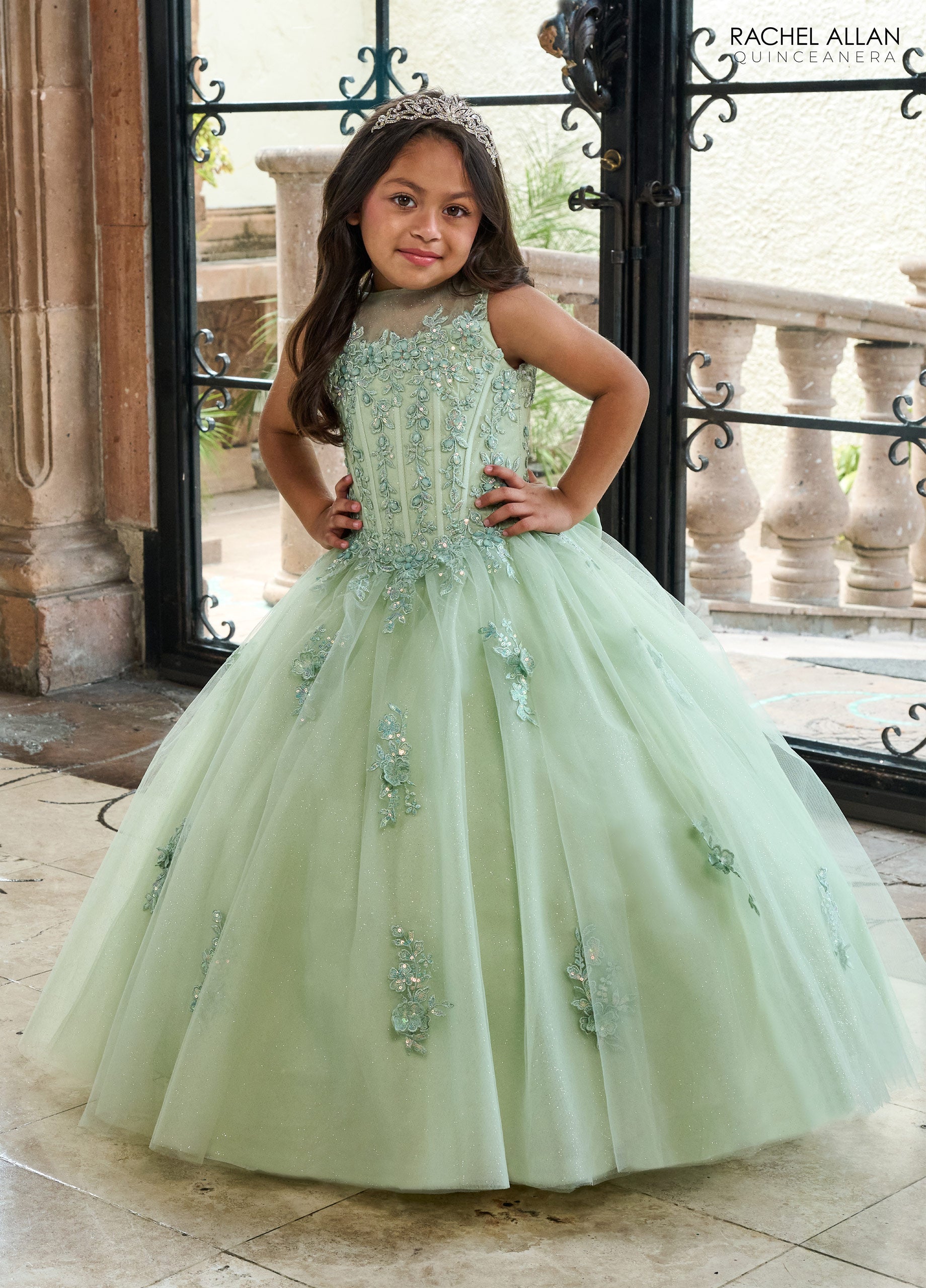 Rachel Allan RQ4042 Detachable Sleeve Flower Girl Dress