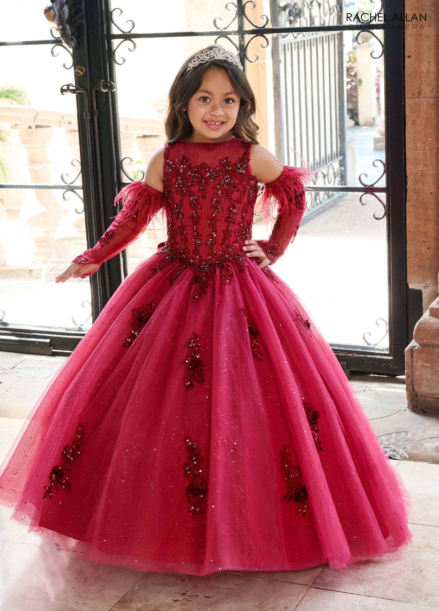 Rachel Allan RQ4042 Detachable Sleeve Flower Girl Dress