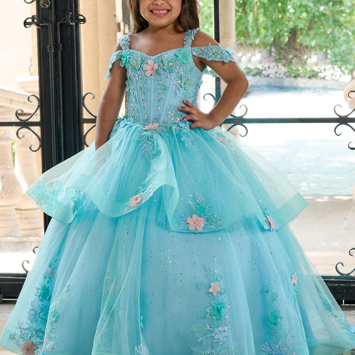 Robe Formelle Fille GF Ferre Italie à Motifs Floraux Avec Jupon - Taille 14 - Occasion Excellent état