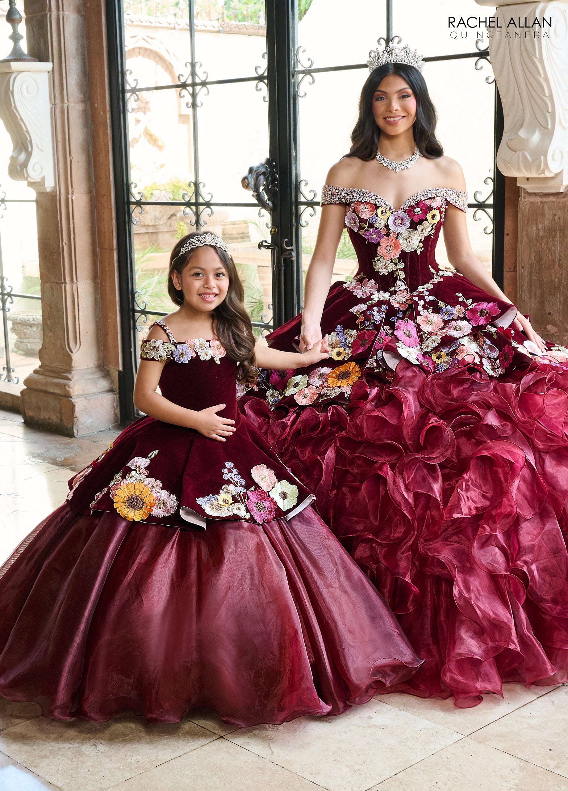 Rachel Allan RQ4044 Floral Applique Flower Girl Dress