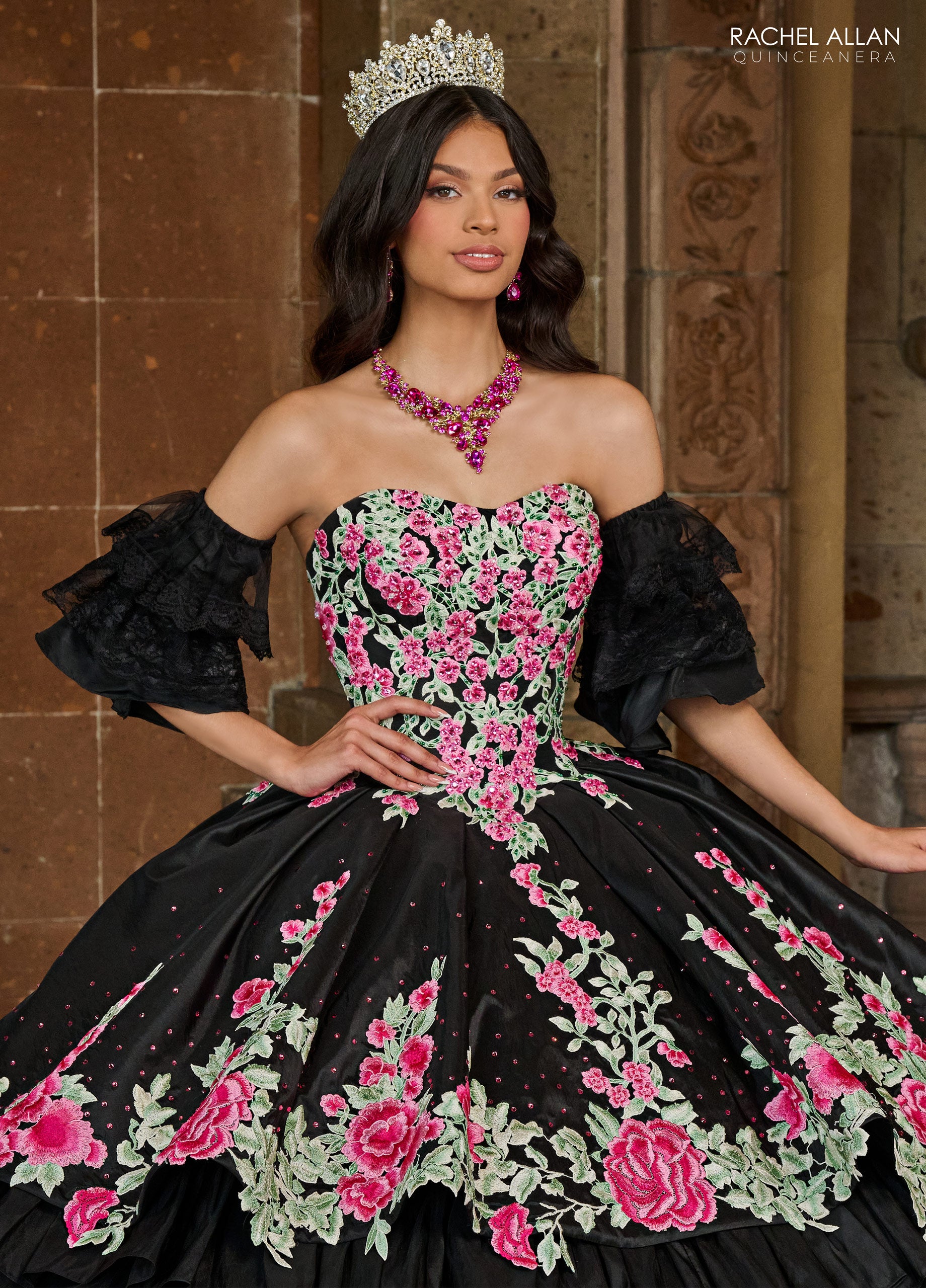 Rachel Allan RQ5002 Long Quinceanera Detachable Sleeve Ball Gown