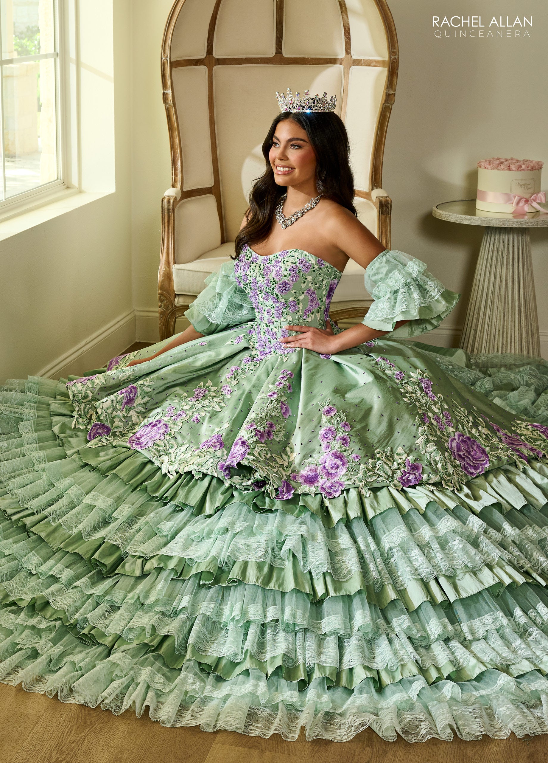 Rachel Allan RQ5002 Long Quinceanera Detachable Sleeve Ball Gown