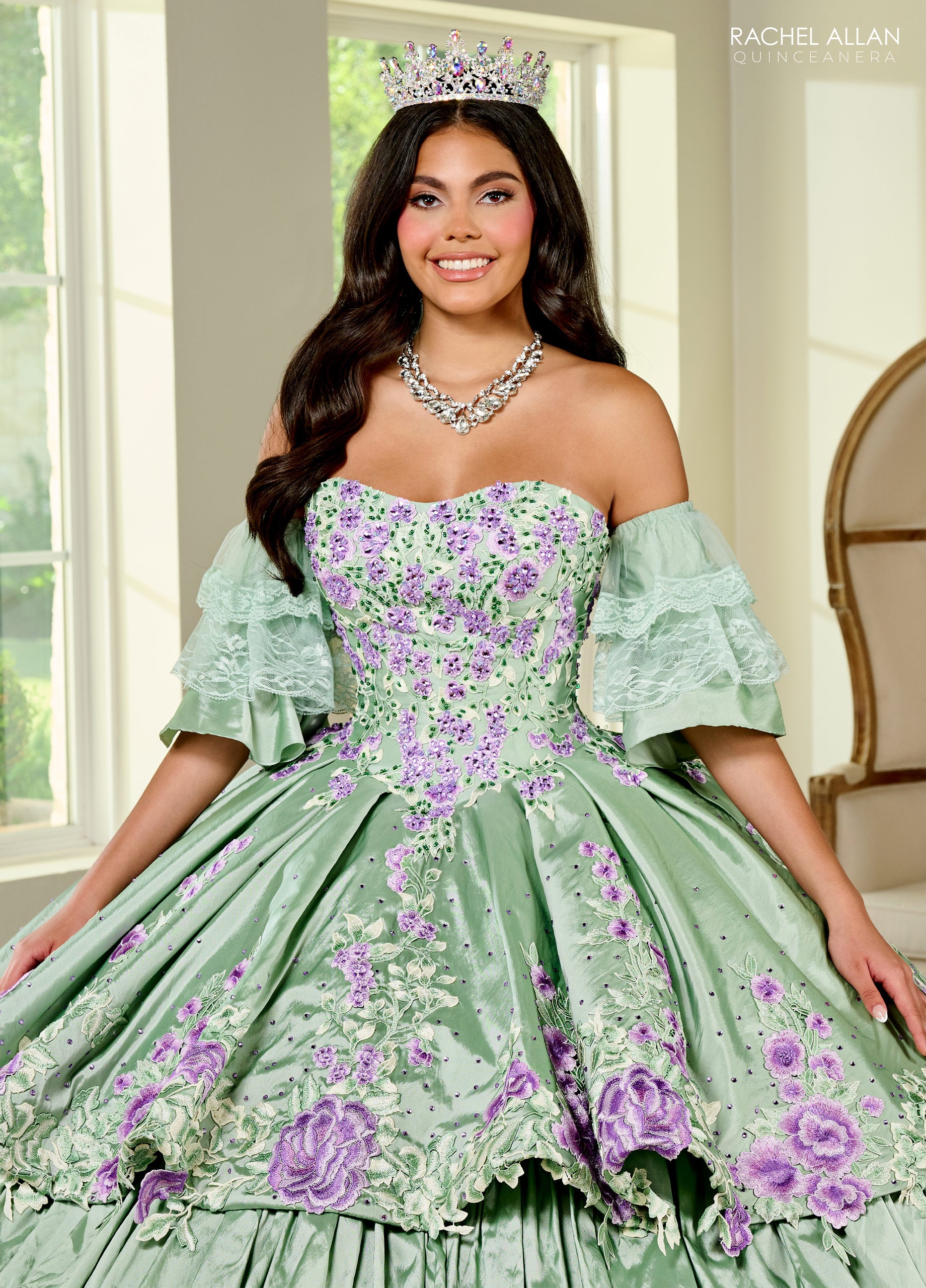 Rachel Allan RQ5002 Long Quinceanera Detachable Sleeve Ball Gown