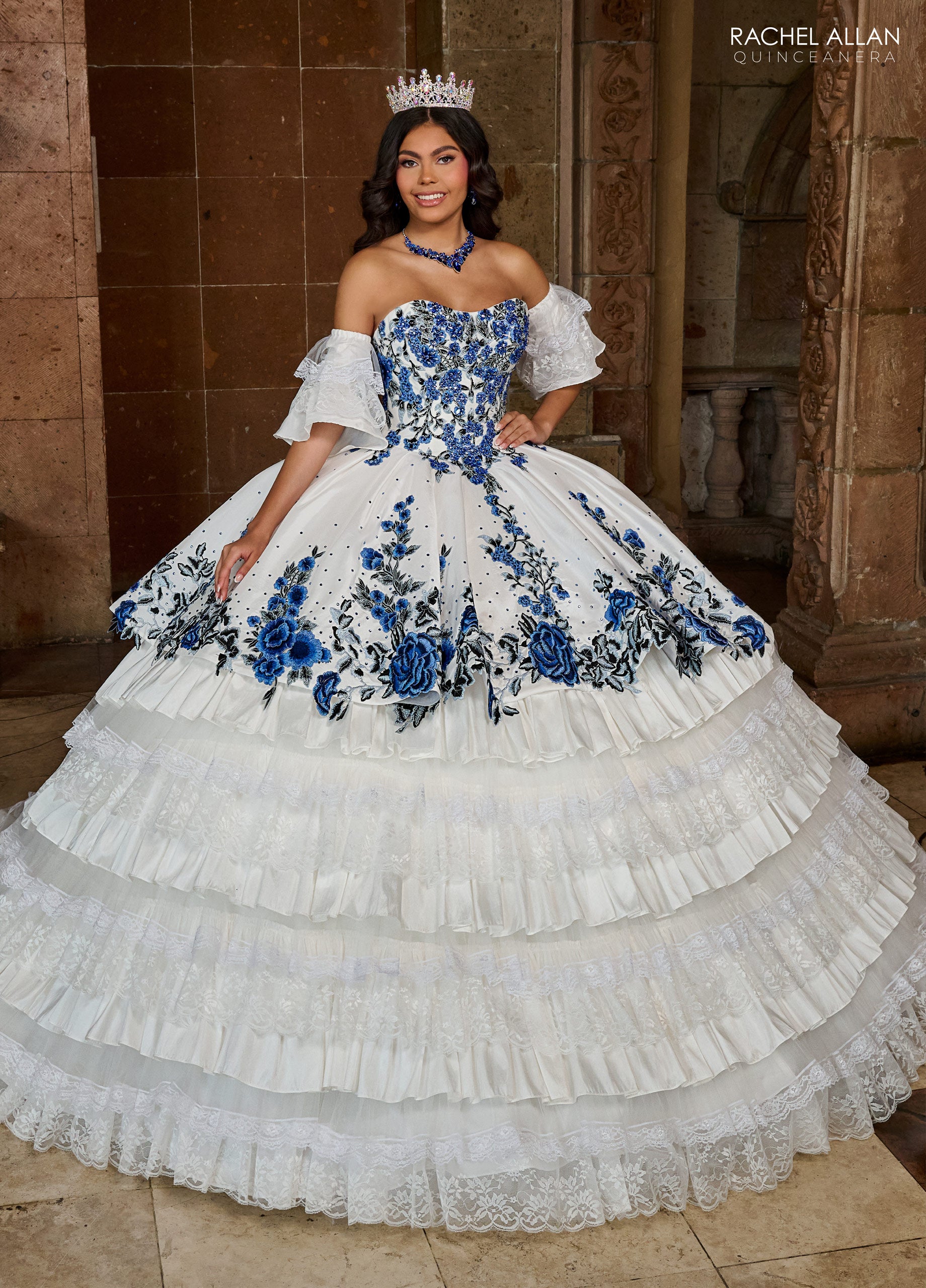 Rachel Allan RQ5002 Long Quinceanera Detachable Sleeve Ball Gown