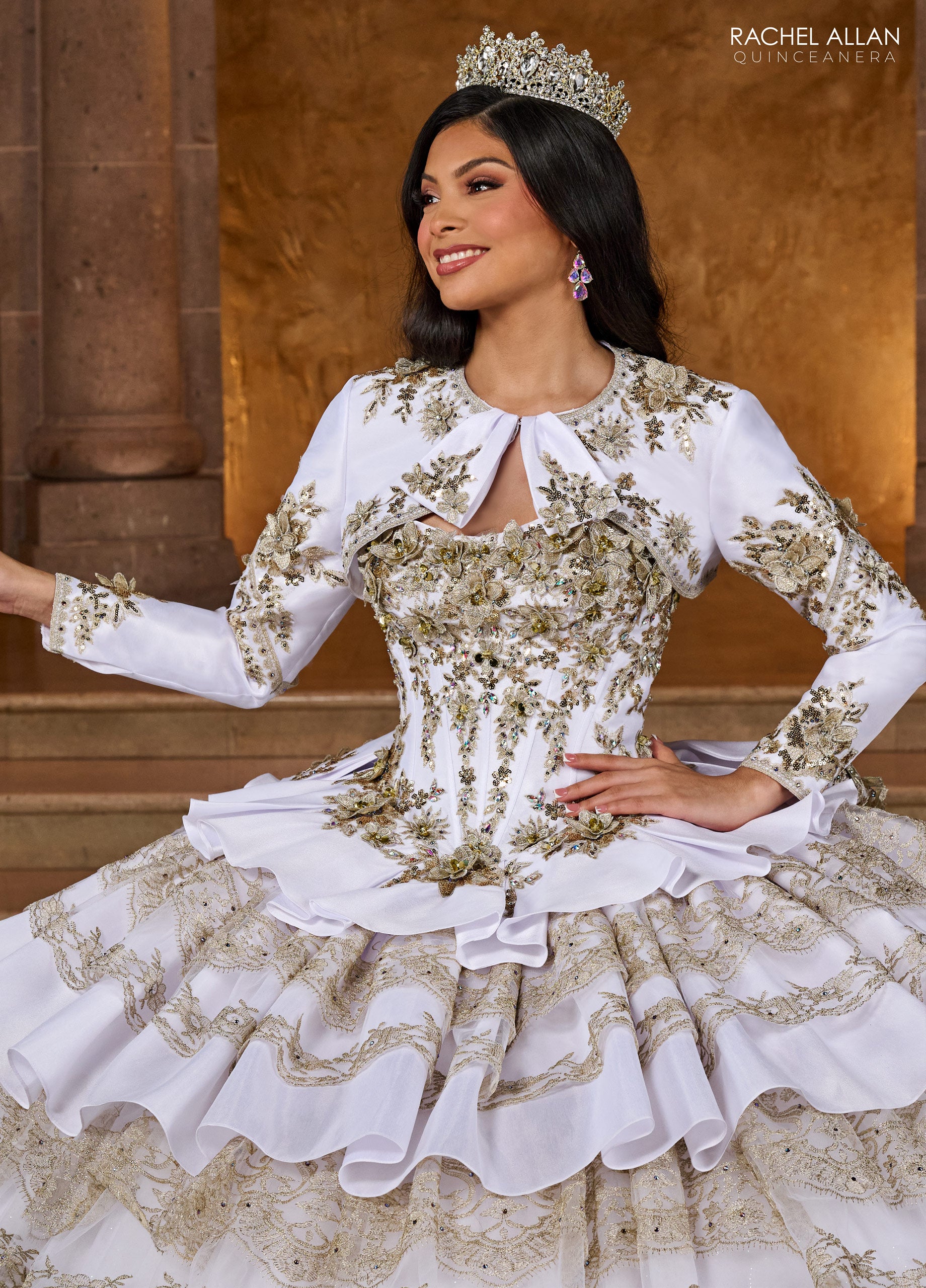 White Long Sleeve Quinceanera Dresses Rachel Allan RQ5003 Long Quinceanera Applique Ball Gown Emerald Gold White Long Sleeve Quinceanera Dresses Rachel Allan RQ5003 Long Quinceanera Applique Ball Gown Emerald Gold