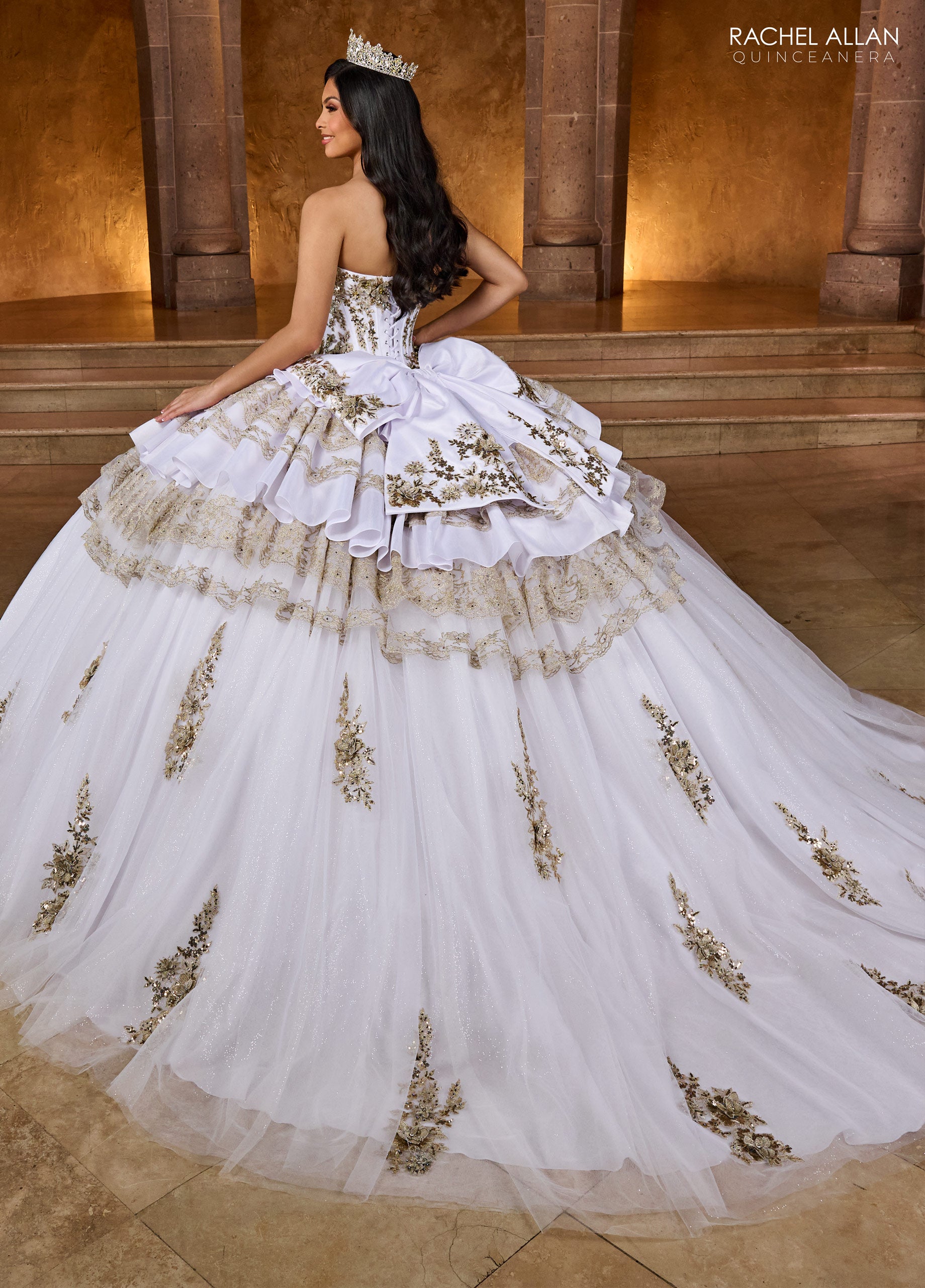 Quinceanera Dresses Long Quinceanera Applique Ball Gown White Gold