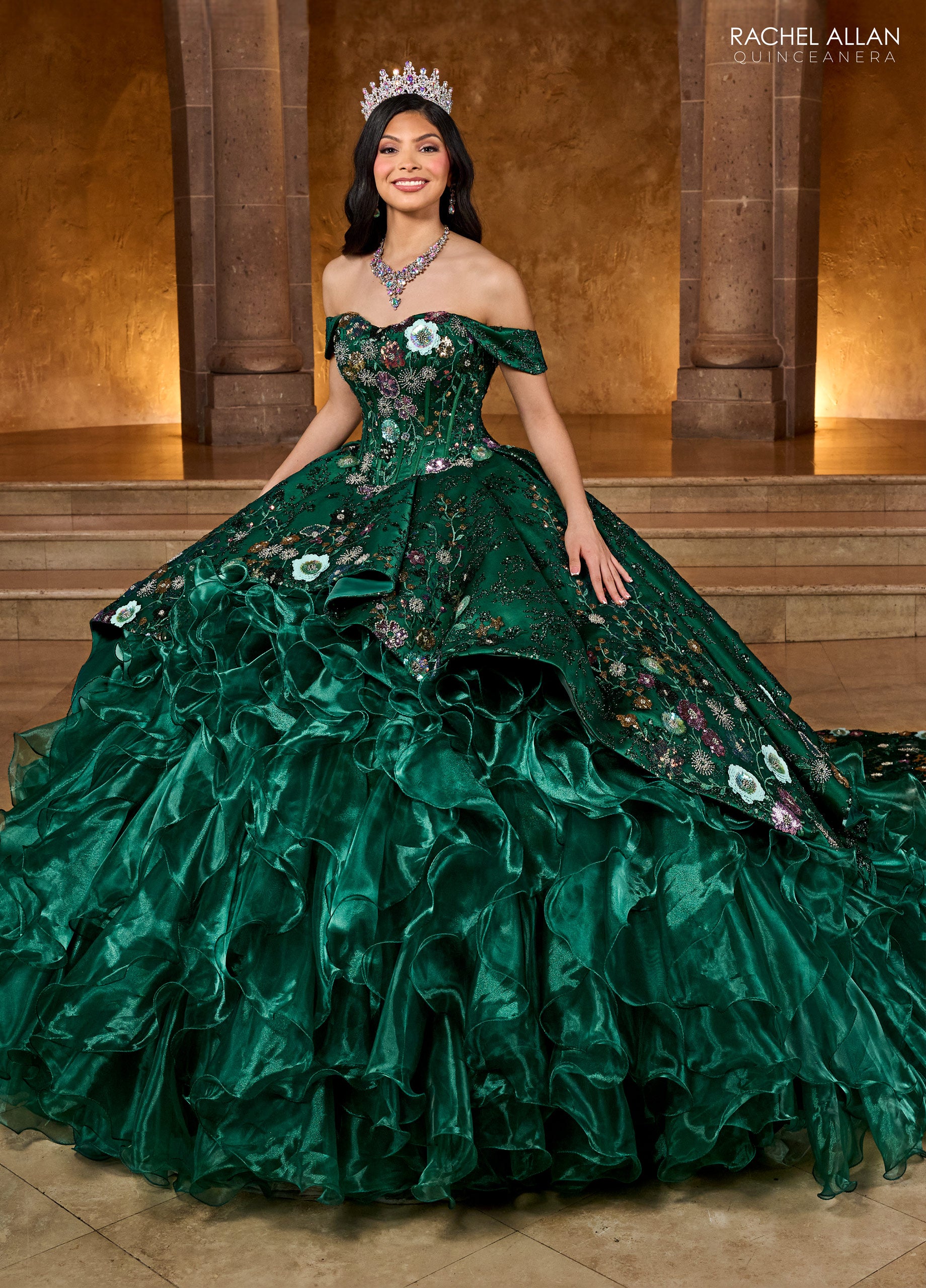 Rachel Allan RQ5004 Ruffle Quinceanera Long Ball Gown - Royal Multi / 12 Rachel Allan RQ5004 Ruffle Quinceanera Long Ball Gown - Royal Multi / 12