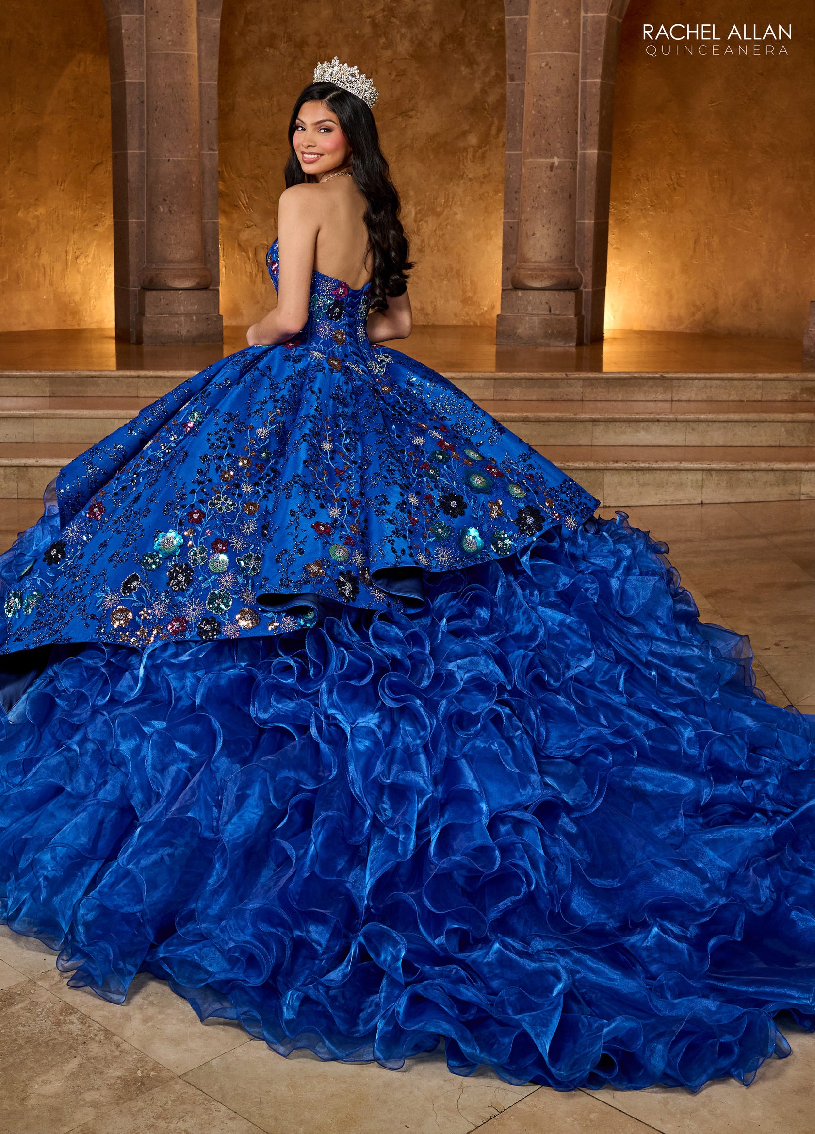 Emerald Multi Rachel Allan RQ5004 Ruffle Quinceanera Long Ball Gown for ...