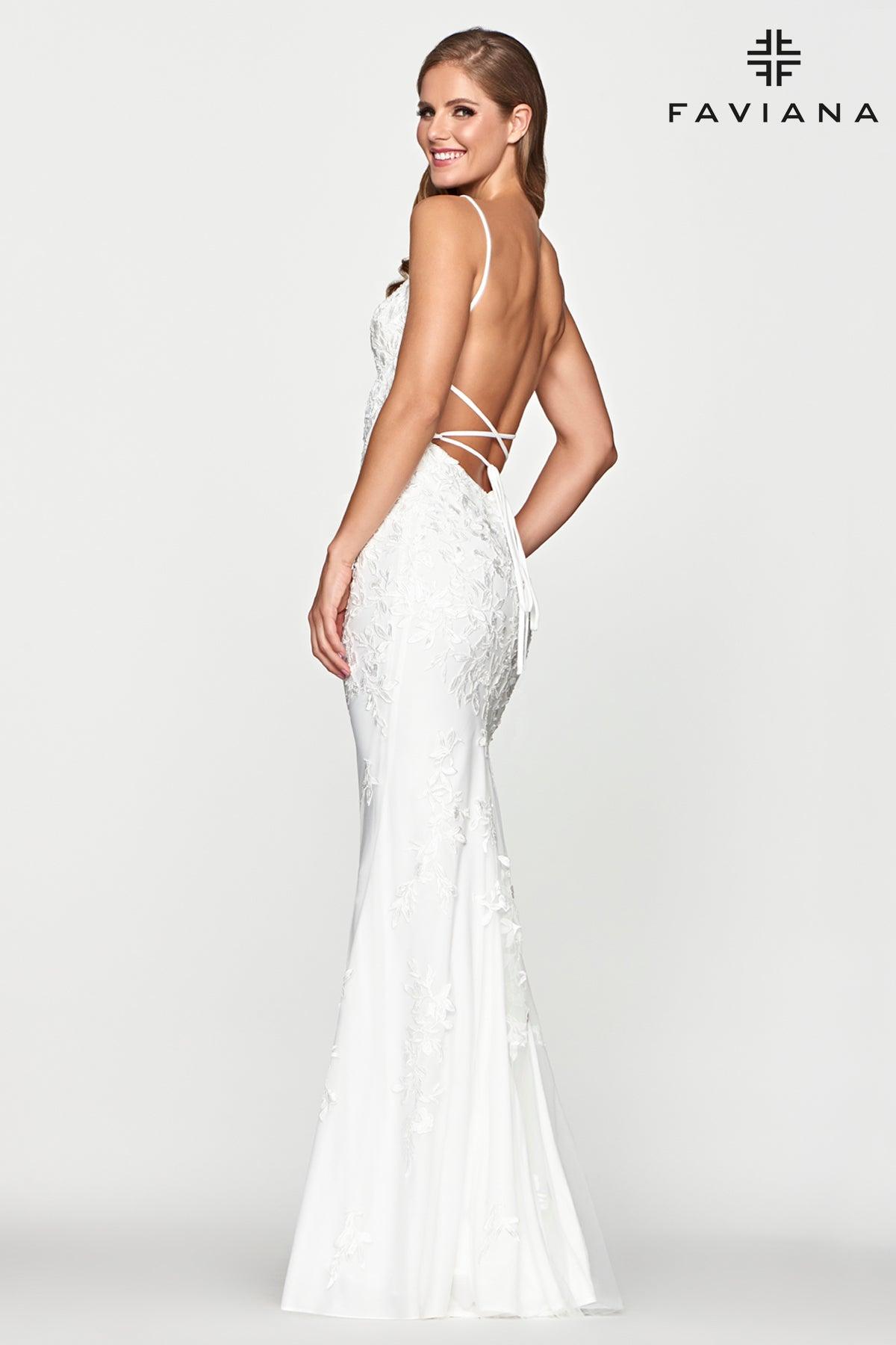 Faviana S10508 Long Spaghetti Strap Prom Dress