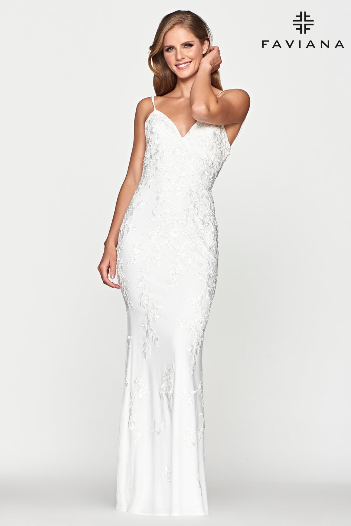 Faviana S10508 Long Spaghetti Strap Prom Dress