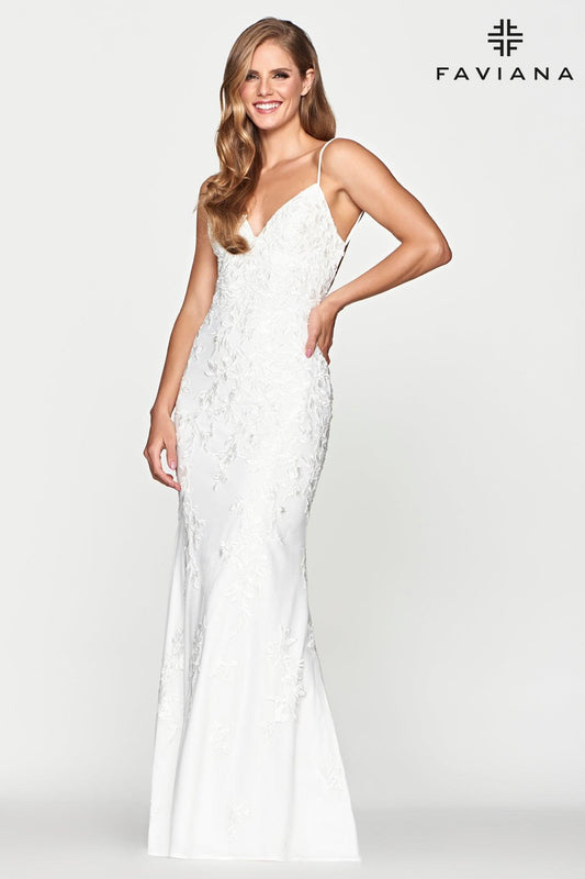 Faviana S10508 Long Spaghetti Strap Prom Dress