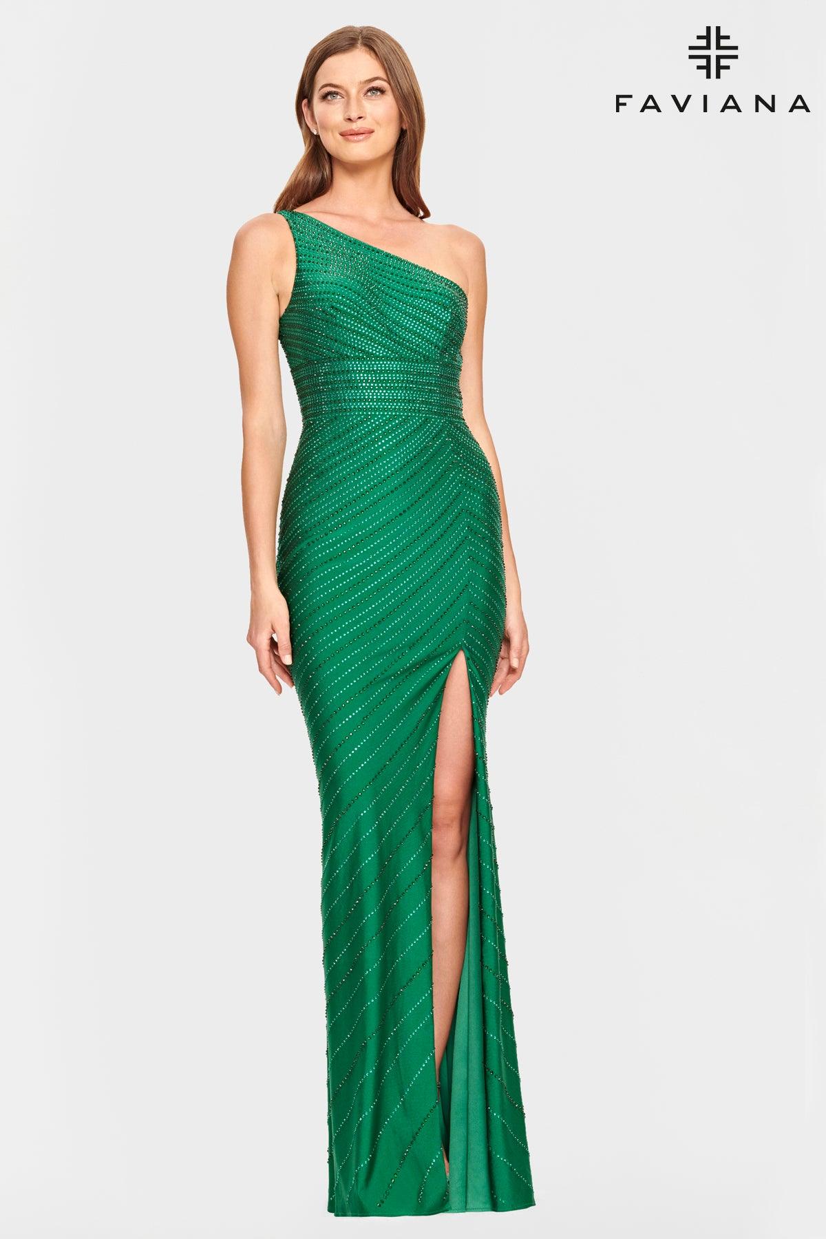 Faviana S10805 Long One Shoulder Formal Prom Gown