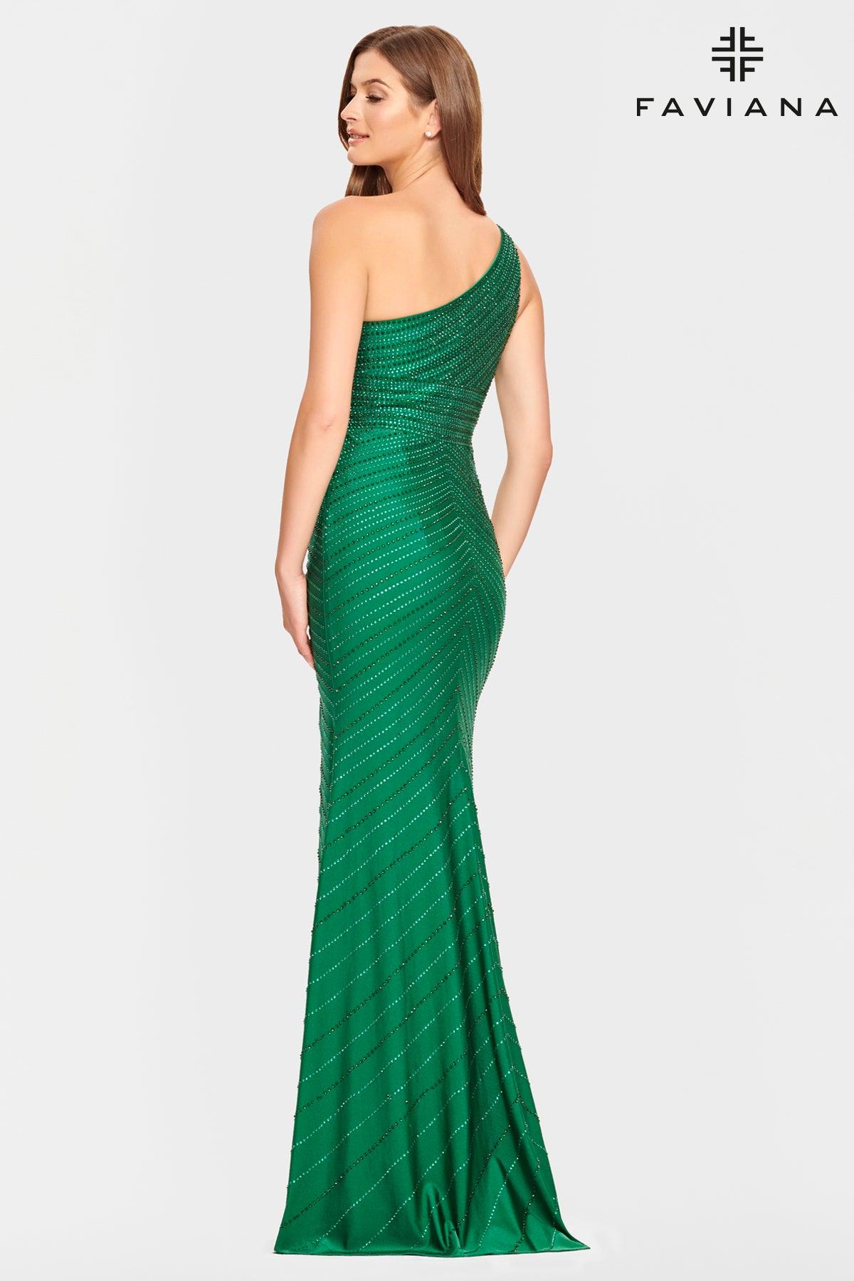 Faviana S10805 Long One Shoulder Formal Prom Gown