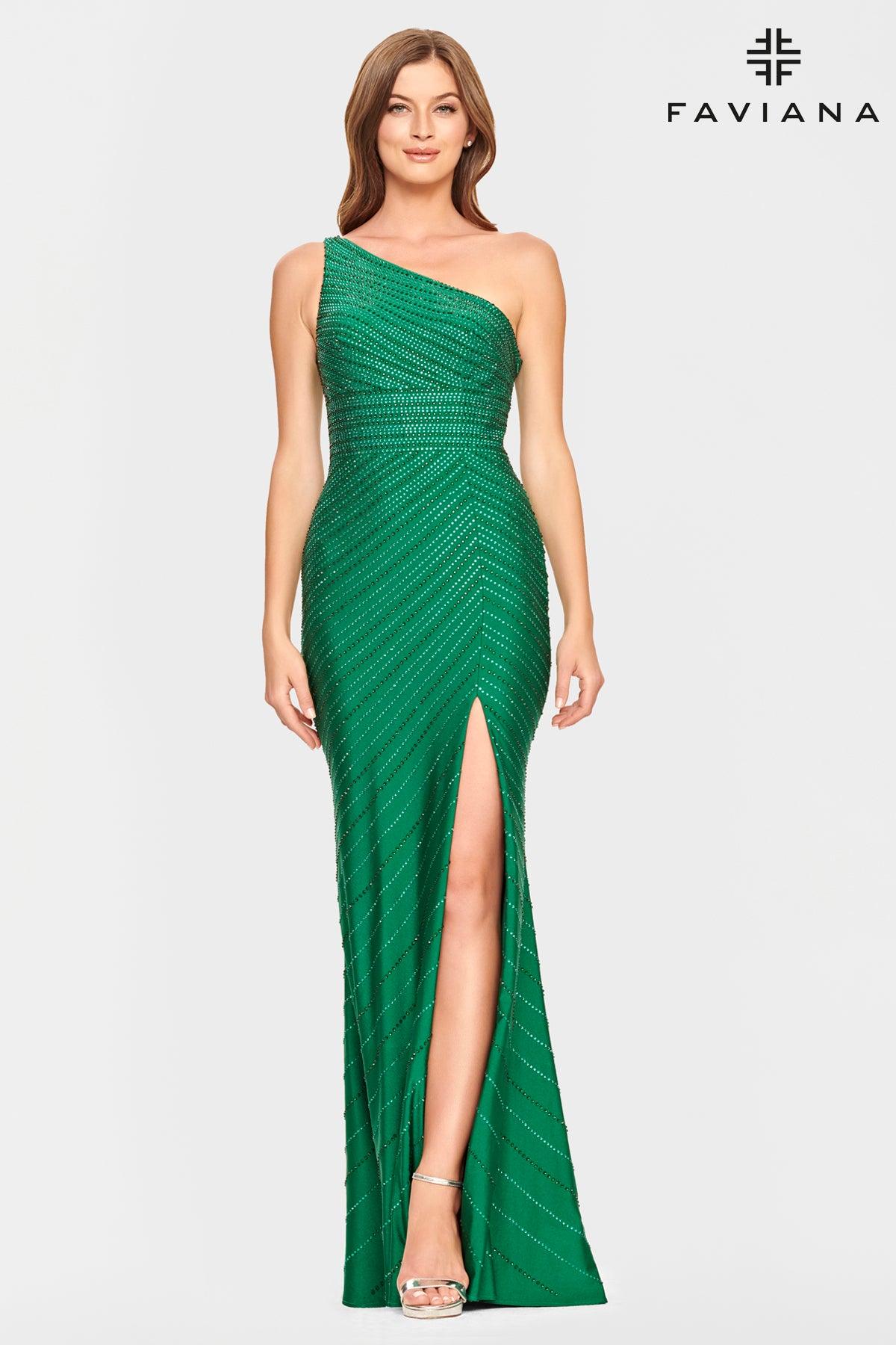 Faviana S10805 Long One Shoulder Formal Prom Gown