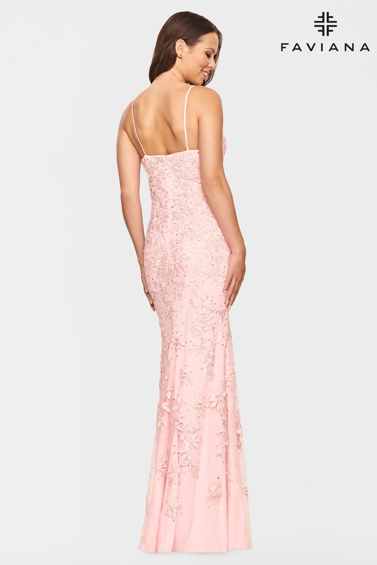 Faviana S10812 Long Formal Fitted Lace Prom Dress