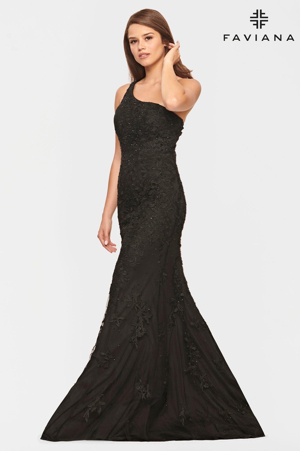 Faviana S10822 Long One Shoulder Mermaid Prom Gown