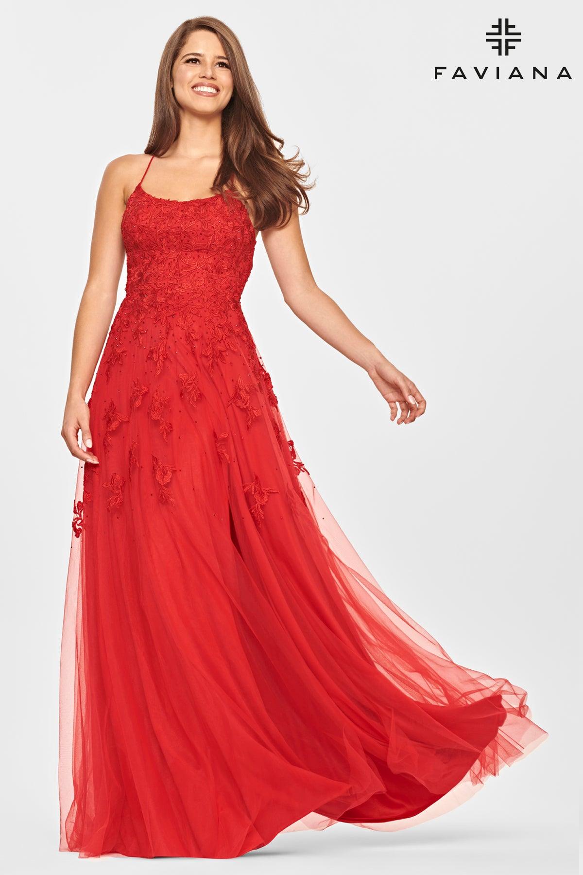 Faviana S10823 Long Spaghetti Strap Prom Gown