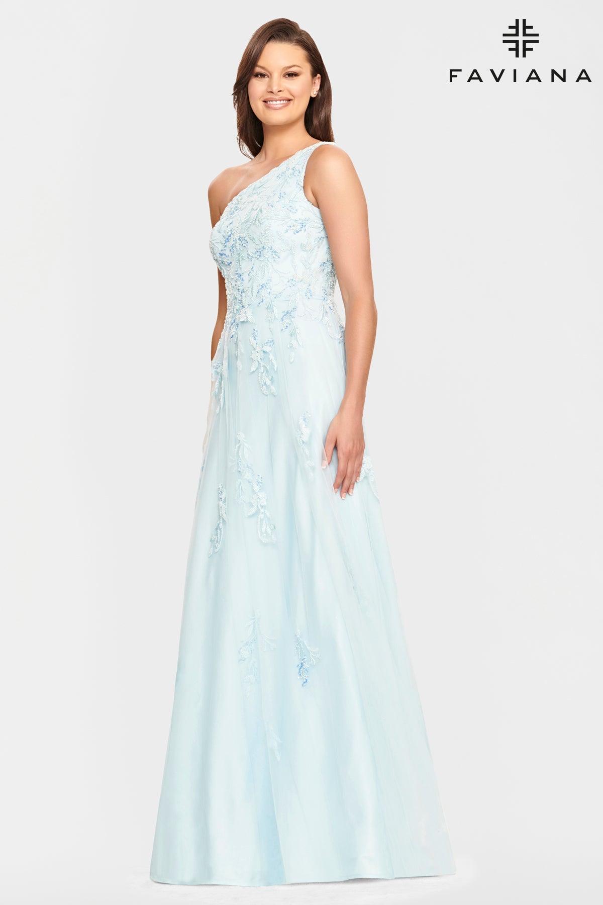 Faviana S10833 Long One Shoulder Formal Prom Gown
