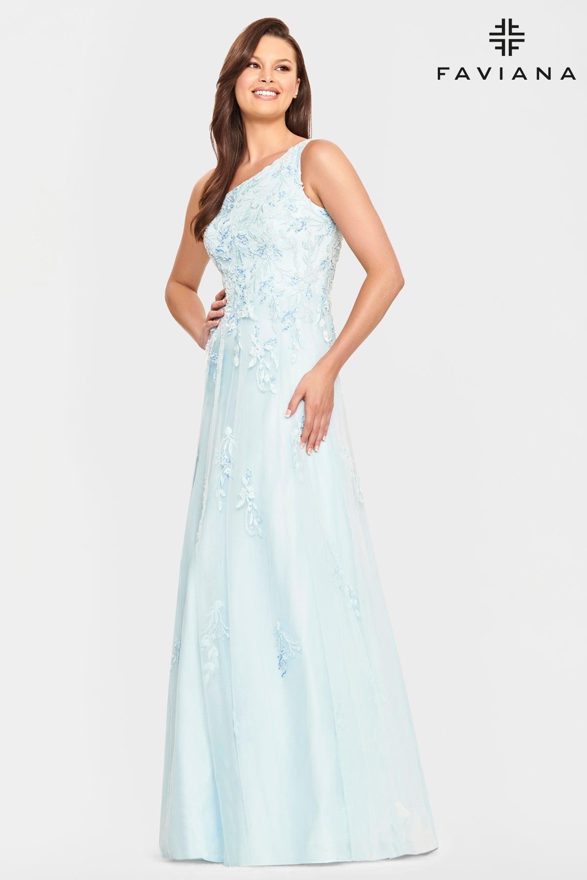 Faviana S10833 Long One Shoulder Formal Prom Gown