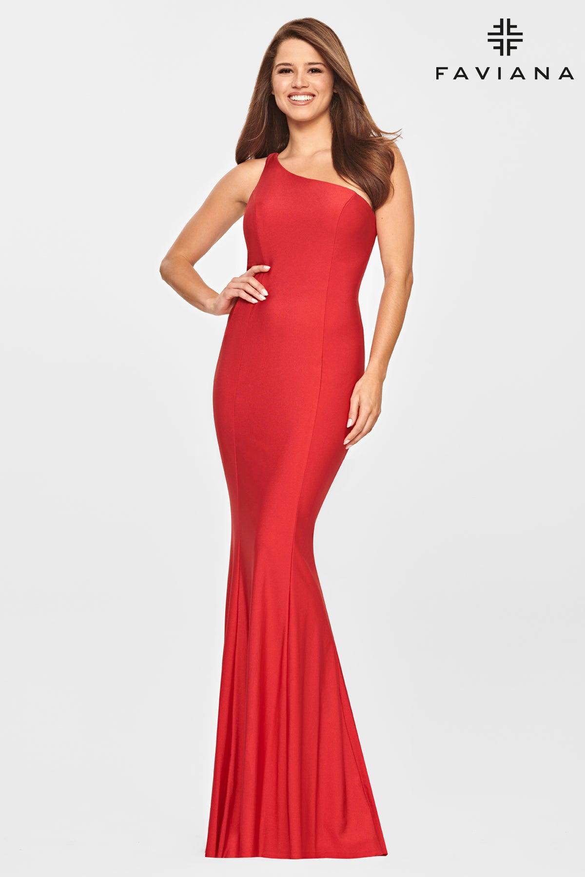 Faviana S10843 Long One Shoulder Prom Formal Gown
