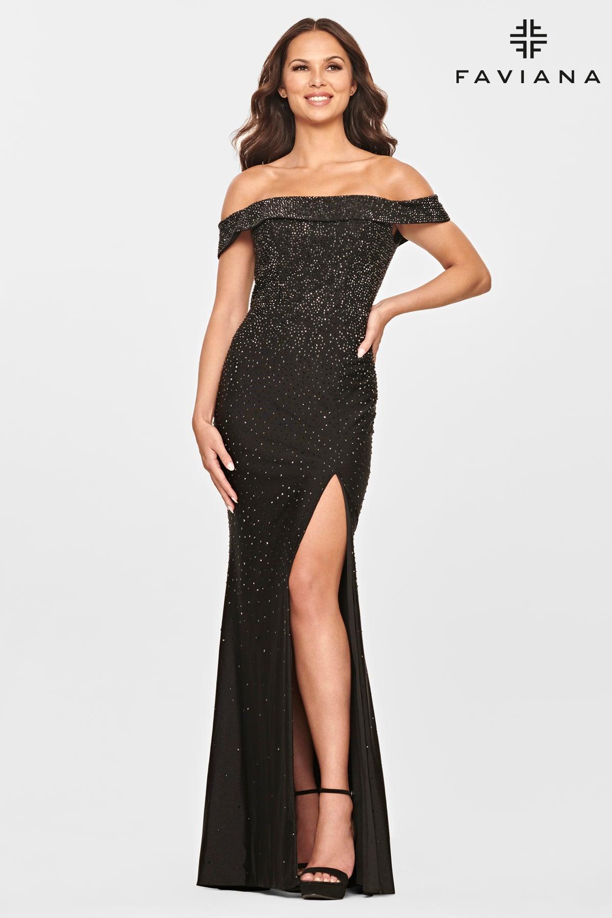 Faviana S10850 Long Off Shoulder Formal Prom Dress