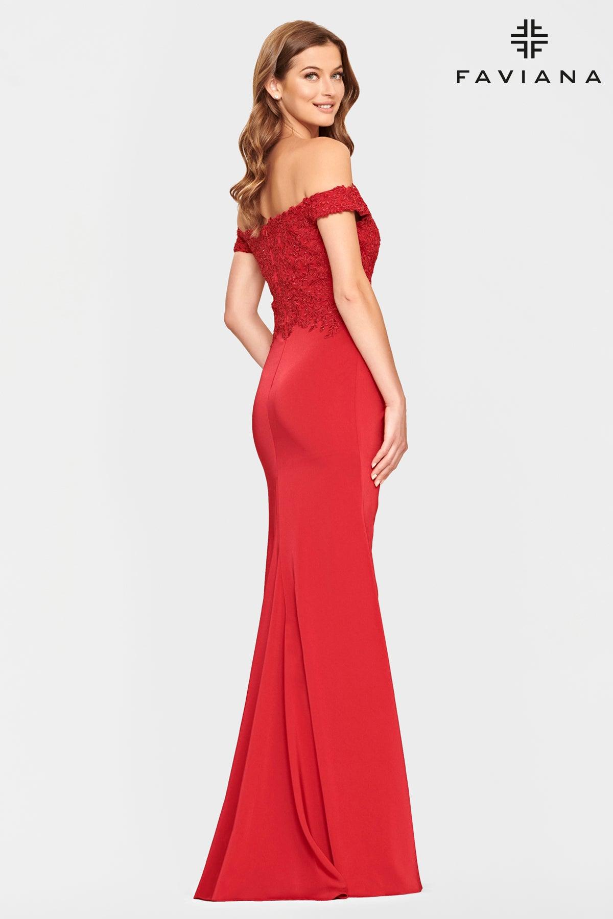 Faviana S10863 Long Off Shoulder Formal Prom Dress