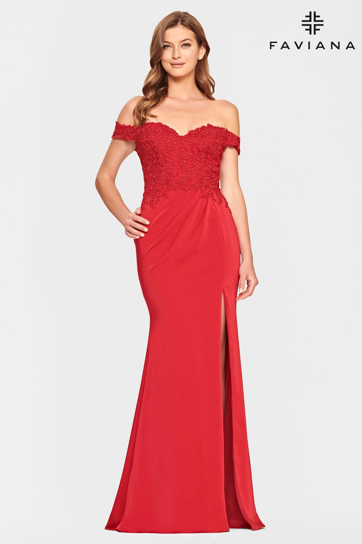 Faviana S10863 Long Off Shoulder Formal Prom Dress