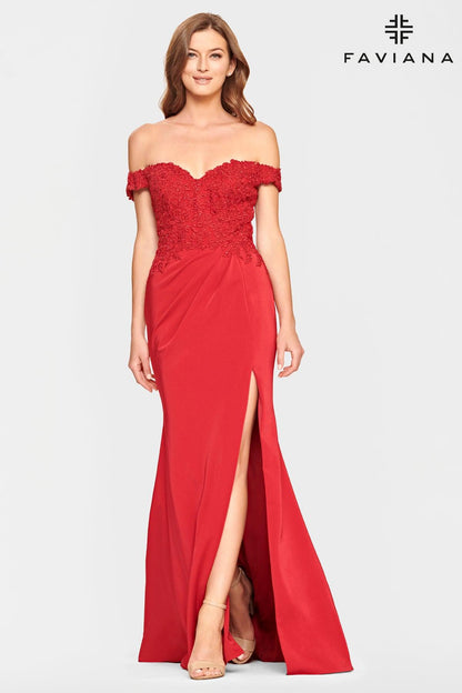 Faviana S10863 Long Off Shoulder Formal Prom Dress