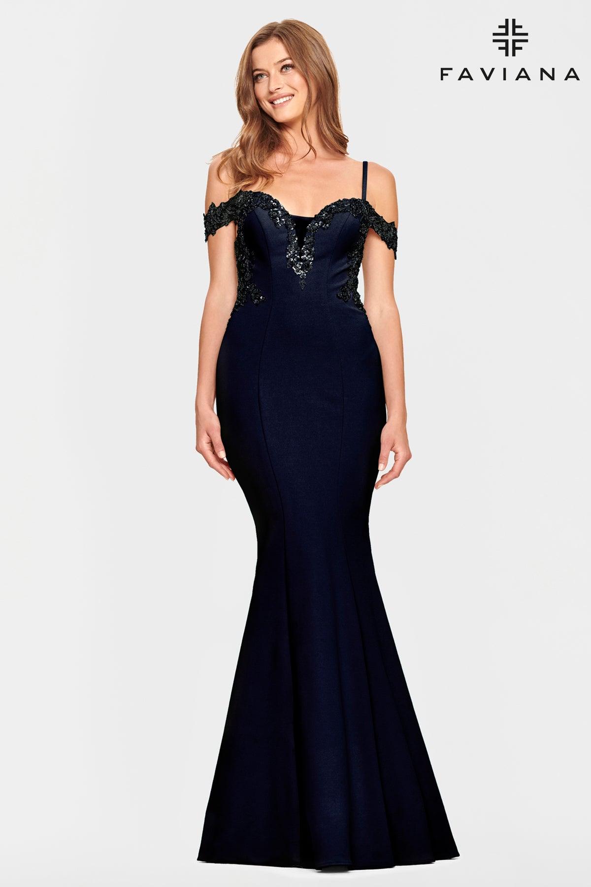 Faviana S10866 Long Off Shoulder Formal Prom Dress