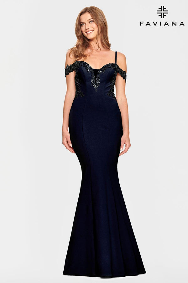 Faviana S10866 Long Off Shoulder Formal Prom Dress
