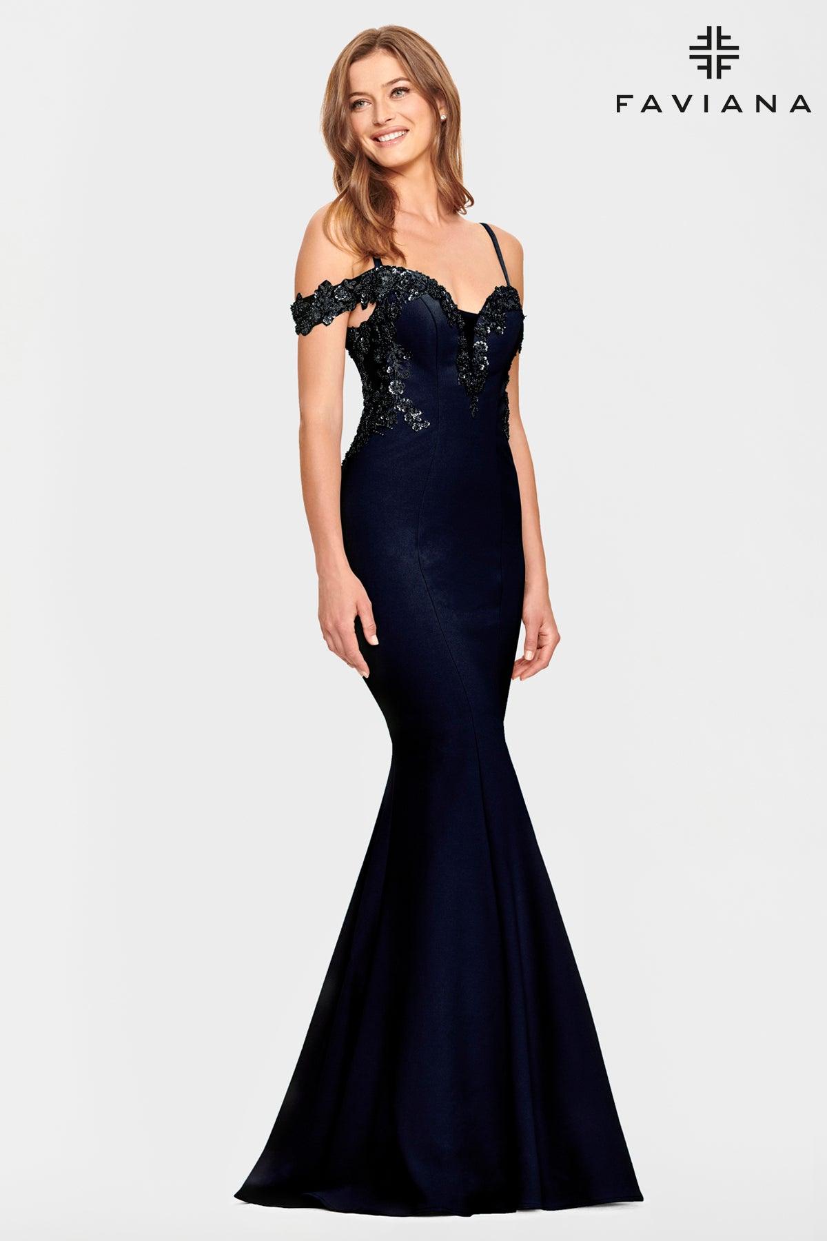 Faviana S10866 Long Off Shoulder Formal Prom Dress