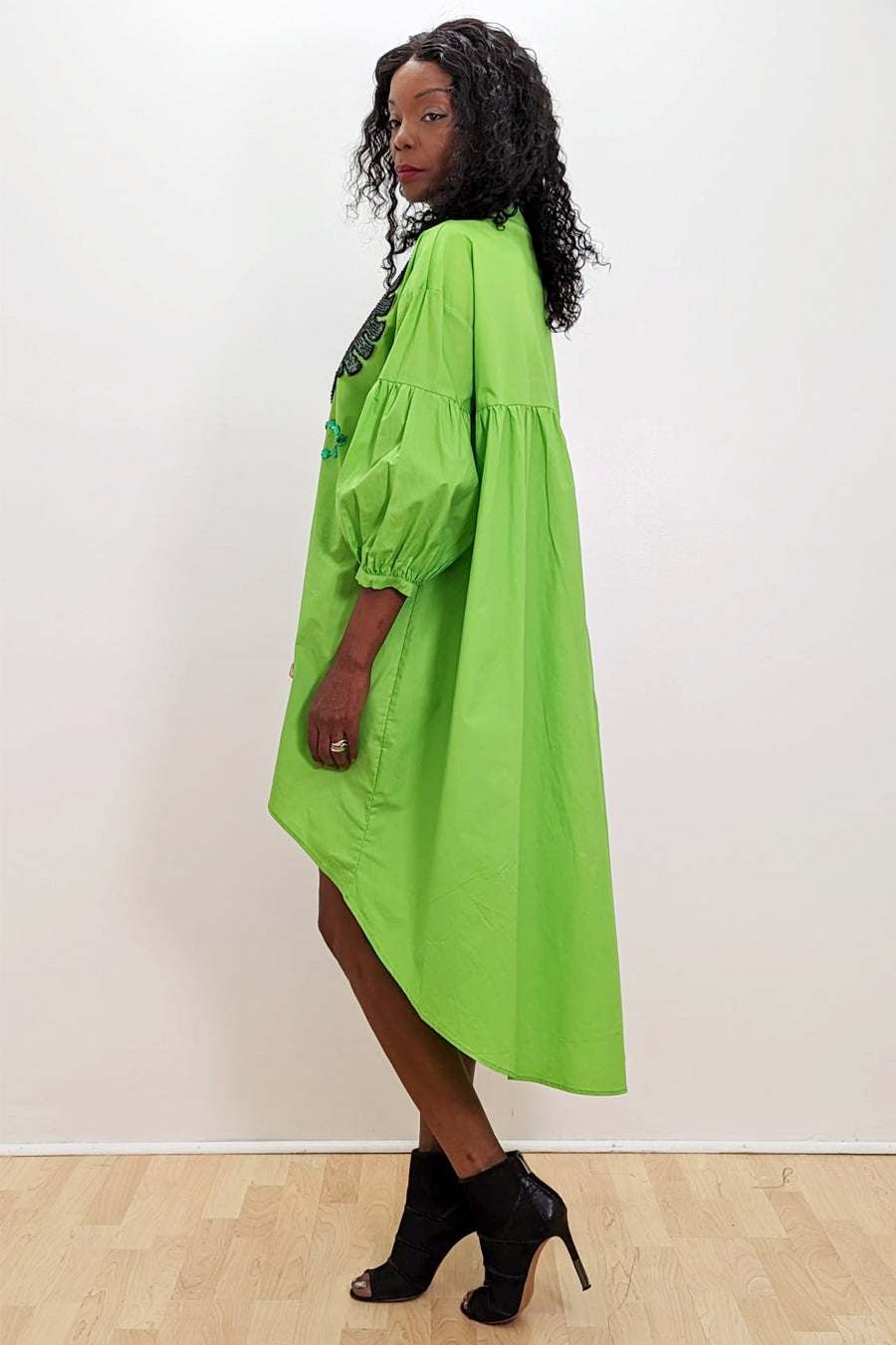 Long Sleeve Sequin High Low Dress