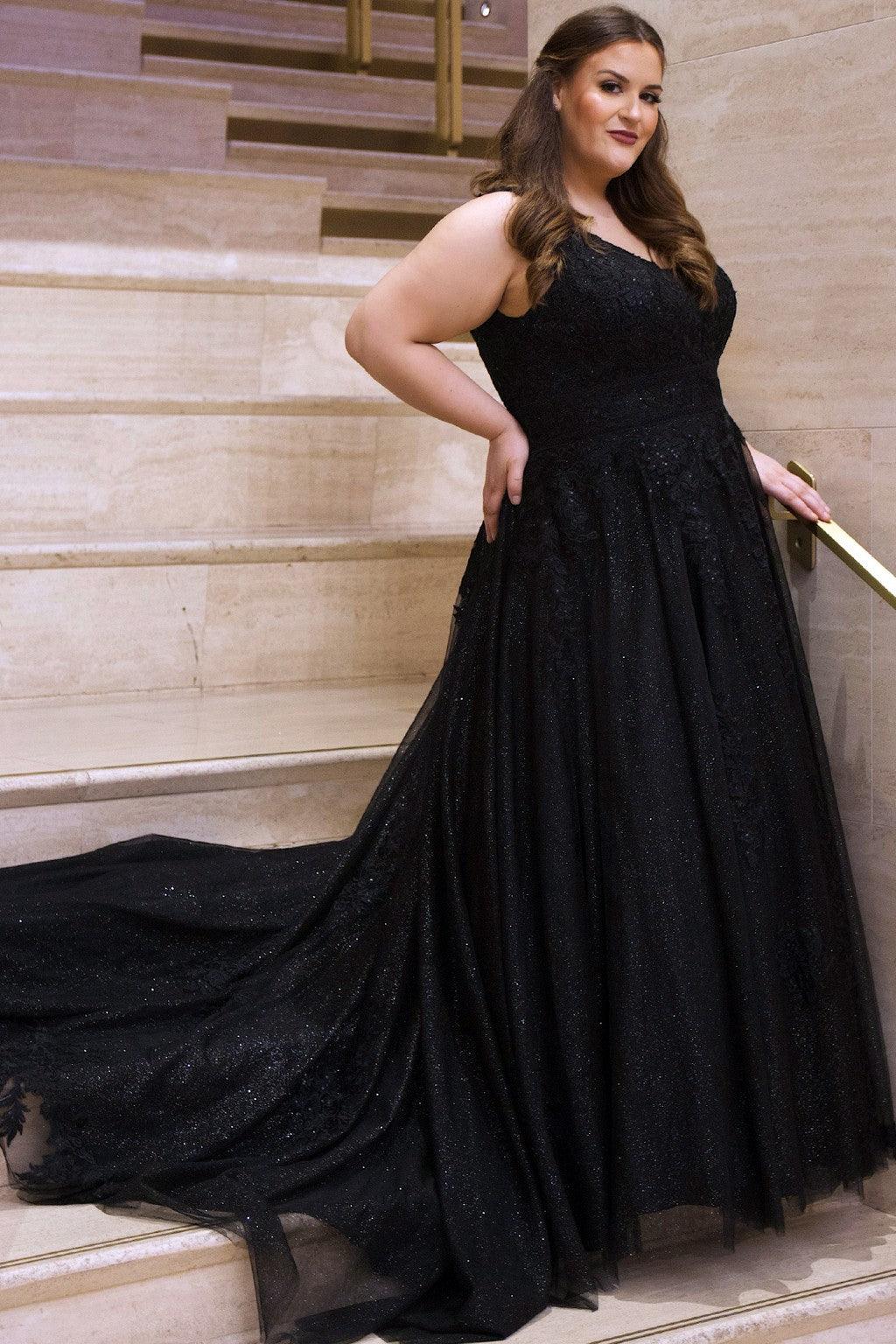 Sydneys Closet SC5255 Long Sleeveless Glitter Tulle Wedding Dress