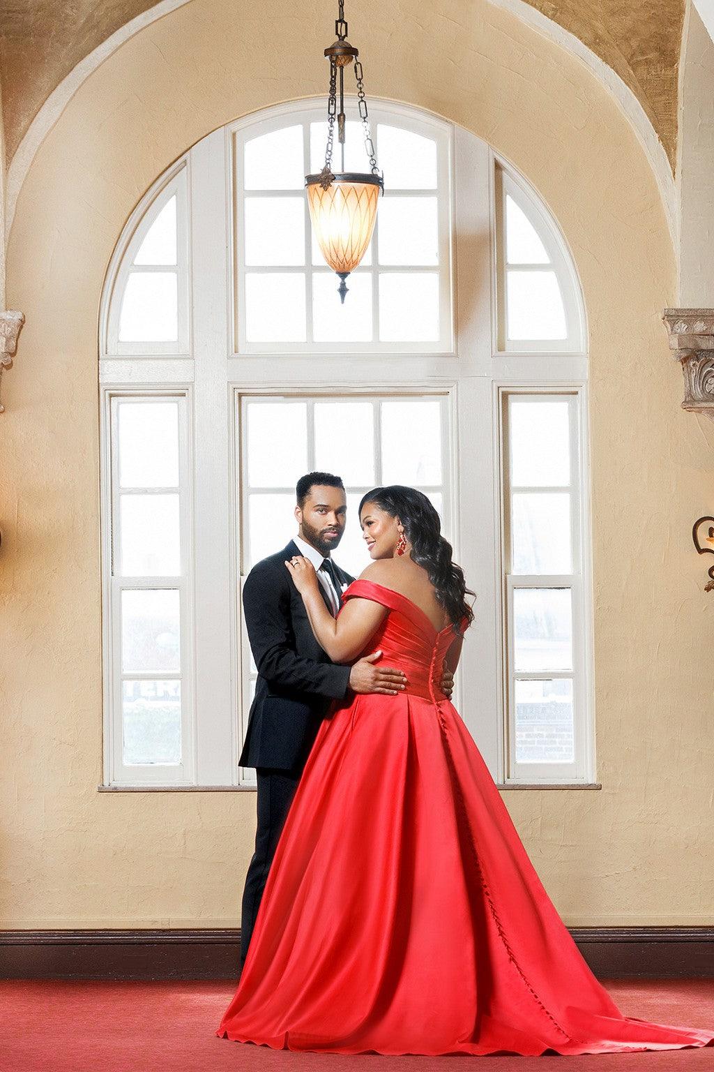 Sydneys Closet SC5257 Long Off Shoulder Wedding Dress