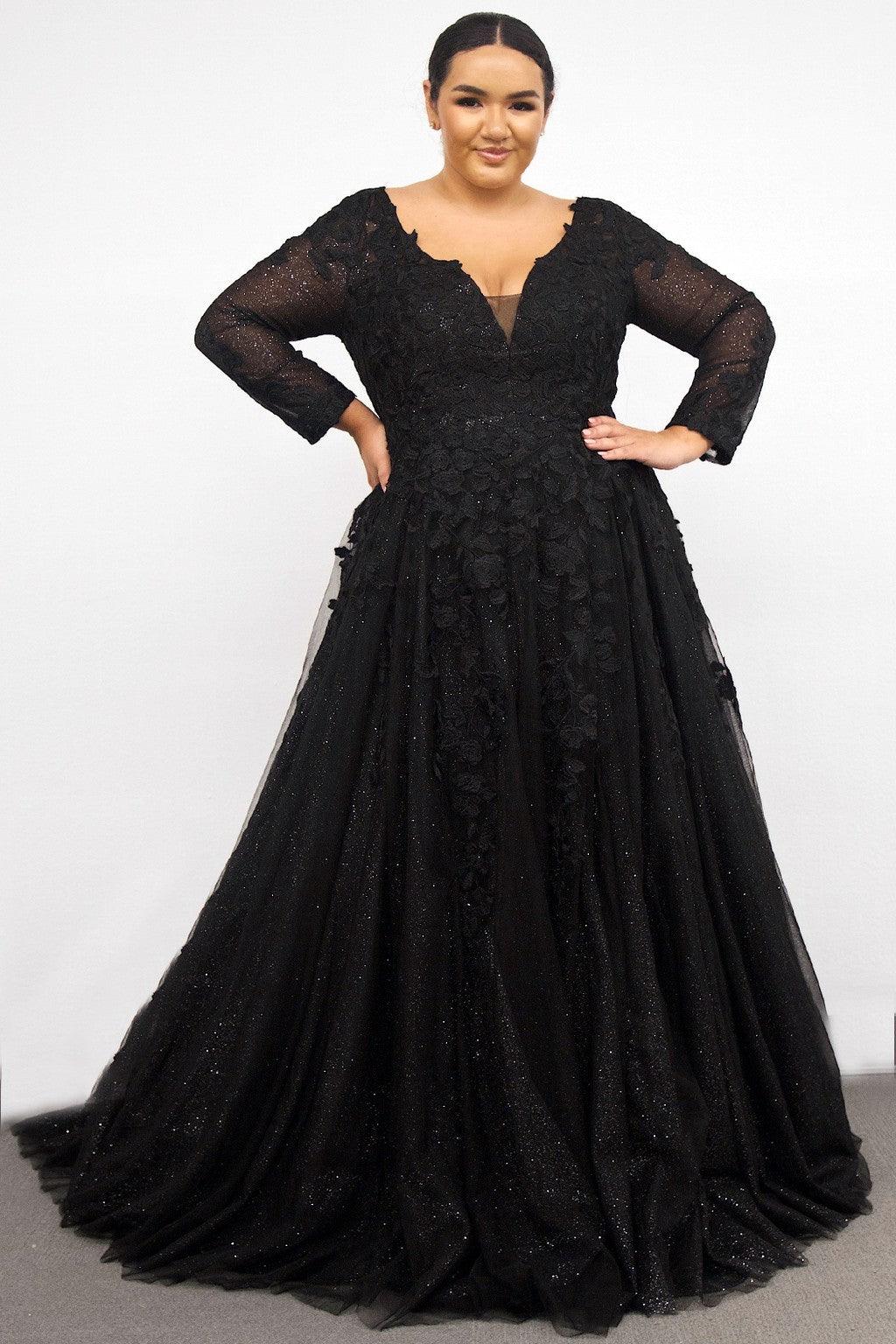 Ivory Sydneys Closet SC5267 Long Sleeve Glitter Tulle Wedding Dress for ...