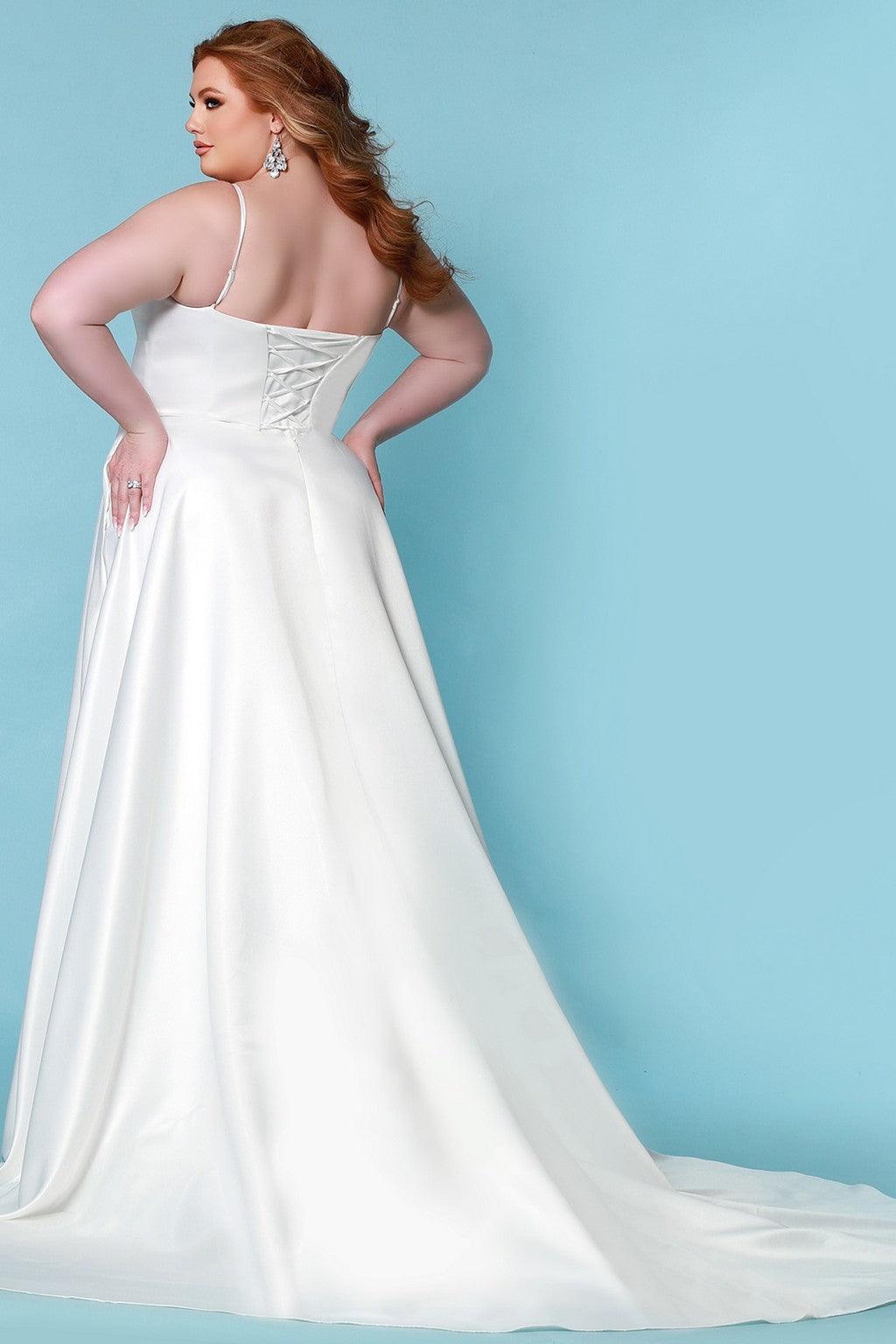 Sydneys Closet SC5269 Long Bridal Satin Wedding Dress