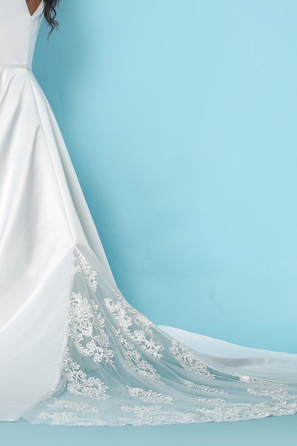 Sydneys Closet SC5272 Long Bridal Satin Wedding Dress