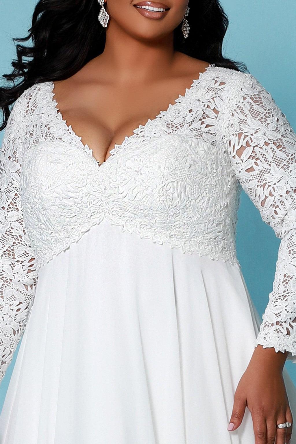 Sydneys Closet SC5276 Long Sleeve Lace Wedding Gown