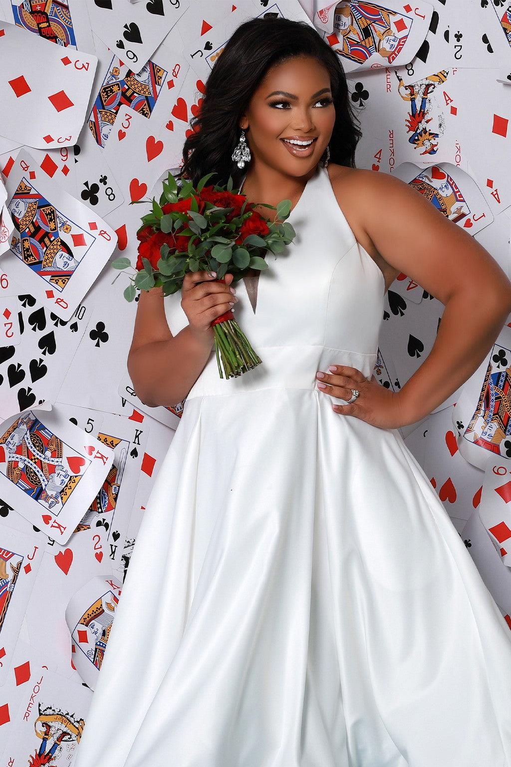 Ivory Sydneys Closet SC5279 Bridal Long Halter Wedding Dress for $472.99 – The Dress Outlet