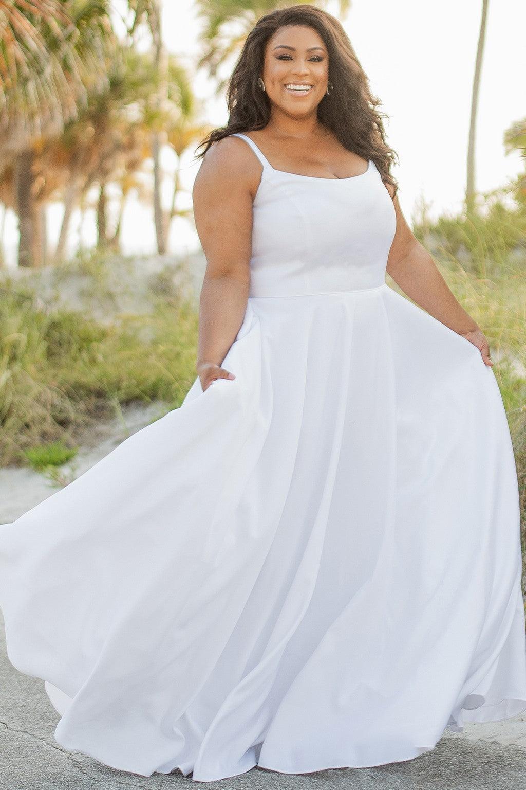 Sydneys Closet SC5281 Long Bridal Satin Wedding Dress