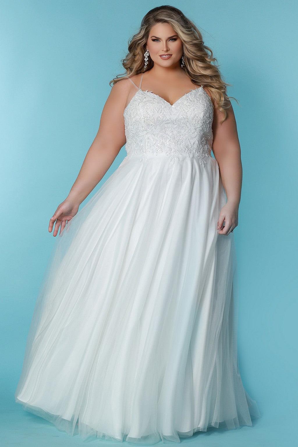 Ivory Sydneys Closet SC5283 Long Bridal Glitter Wedding Dress for $747. ...