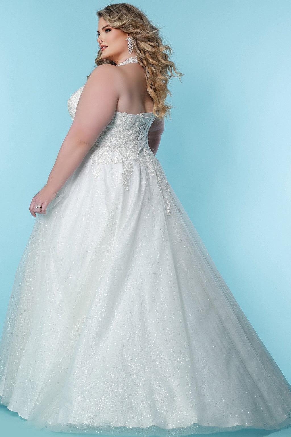 Ivory Sydneys Closet SC5284 Long Halter A Line Wedding Dress for $572.99 – The Dress Outlet