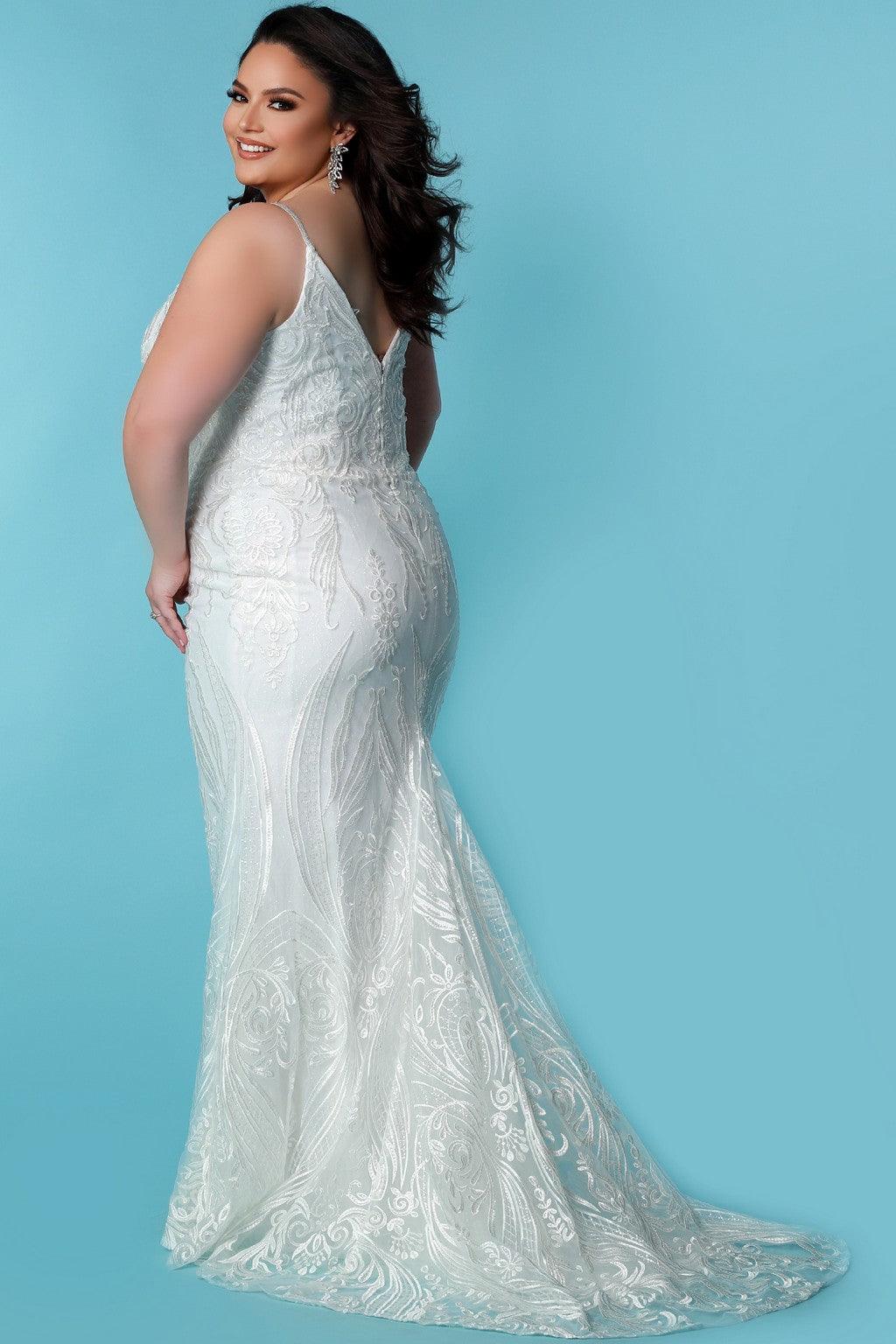 Sydneys Closet SC5287 Long Fitted Lace Wedding Dress